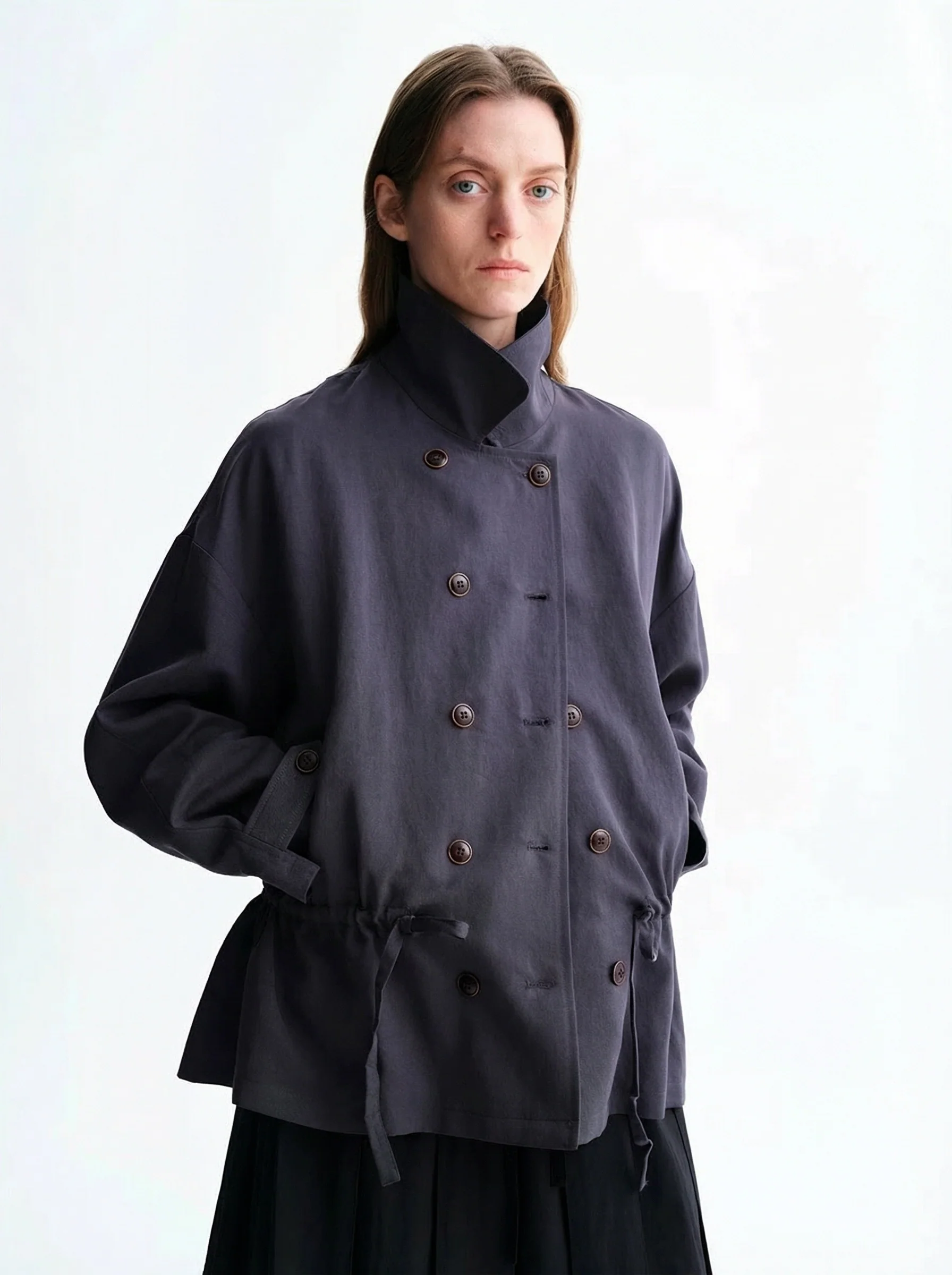Drawstring Double-Breasted Jacket - Image 5