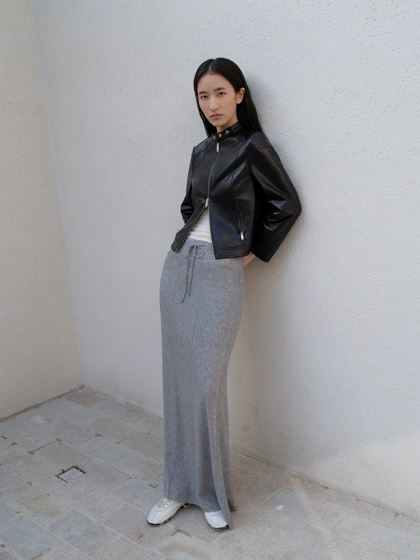 Drawstring Knit Maxi Skirt - Image 3