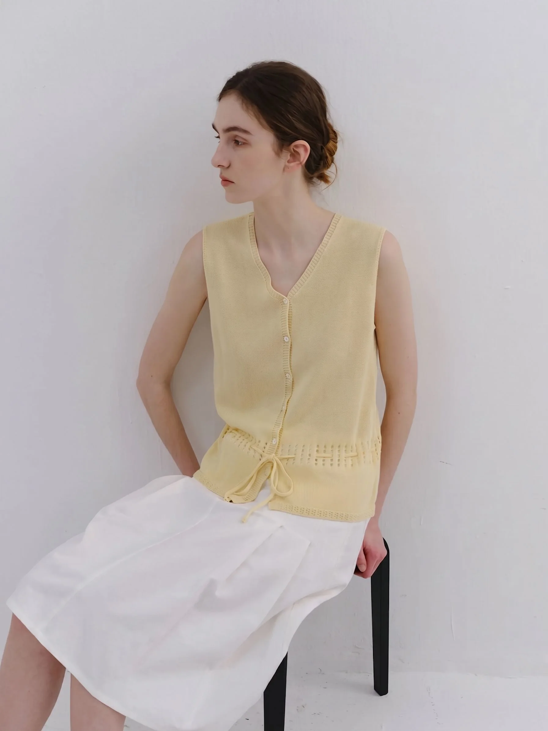 Drawstring Knit Vest - Image 2
