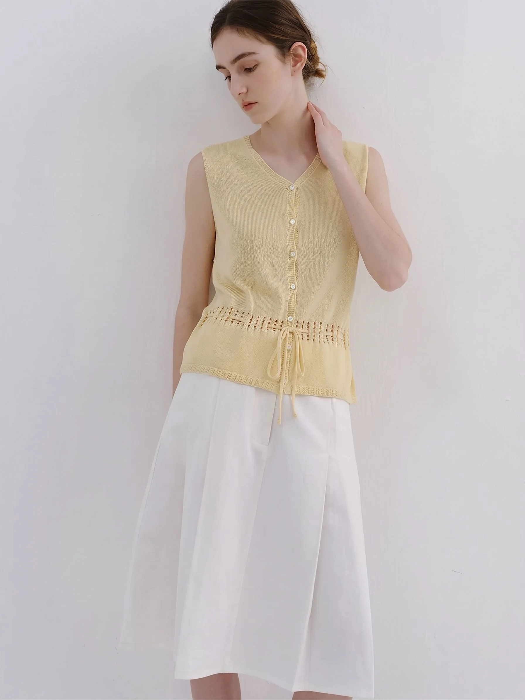 Drawstring Knit Vest - Image 3