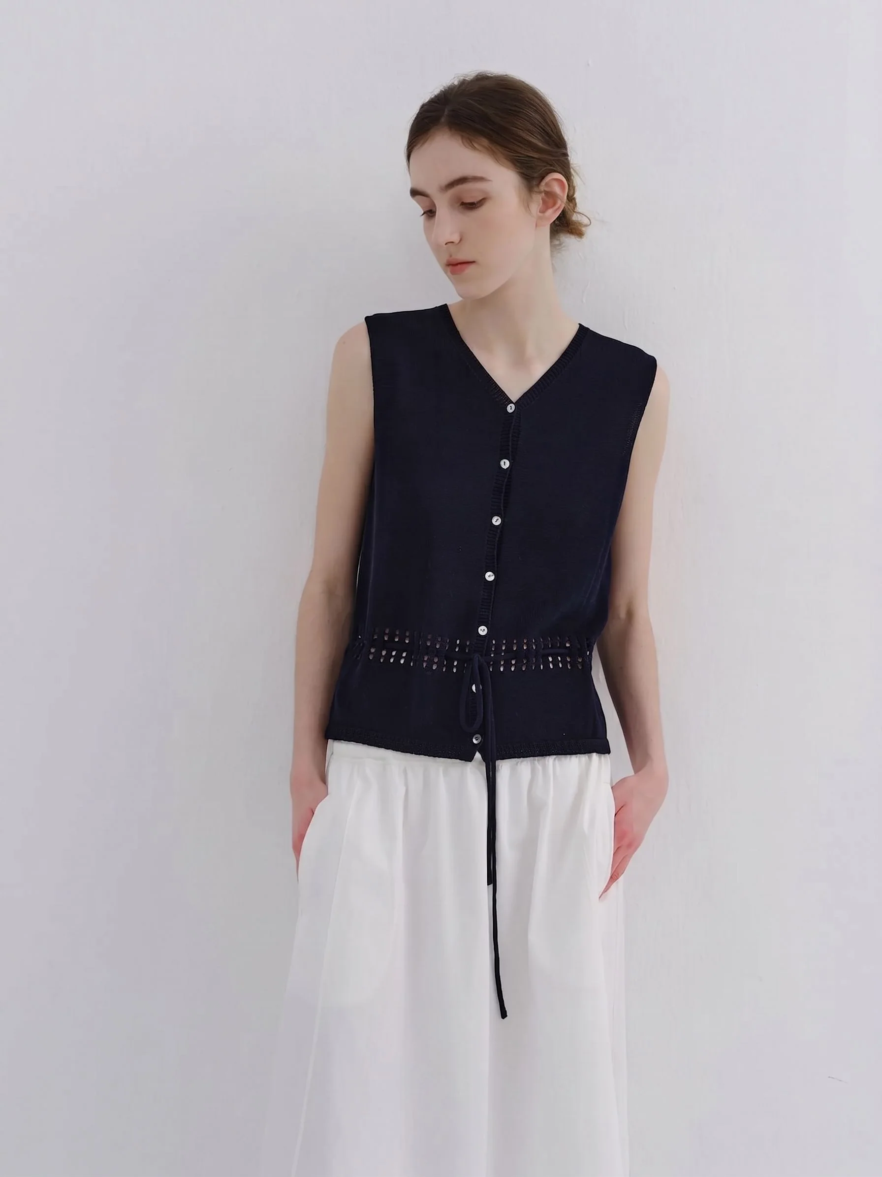 Drawstring Knit Vest - Image 6