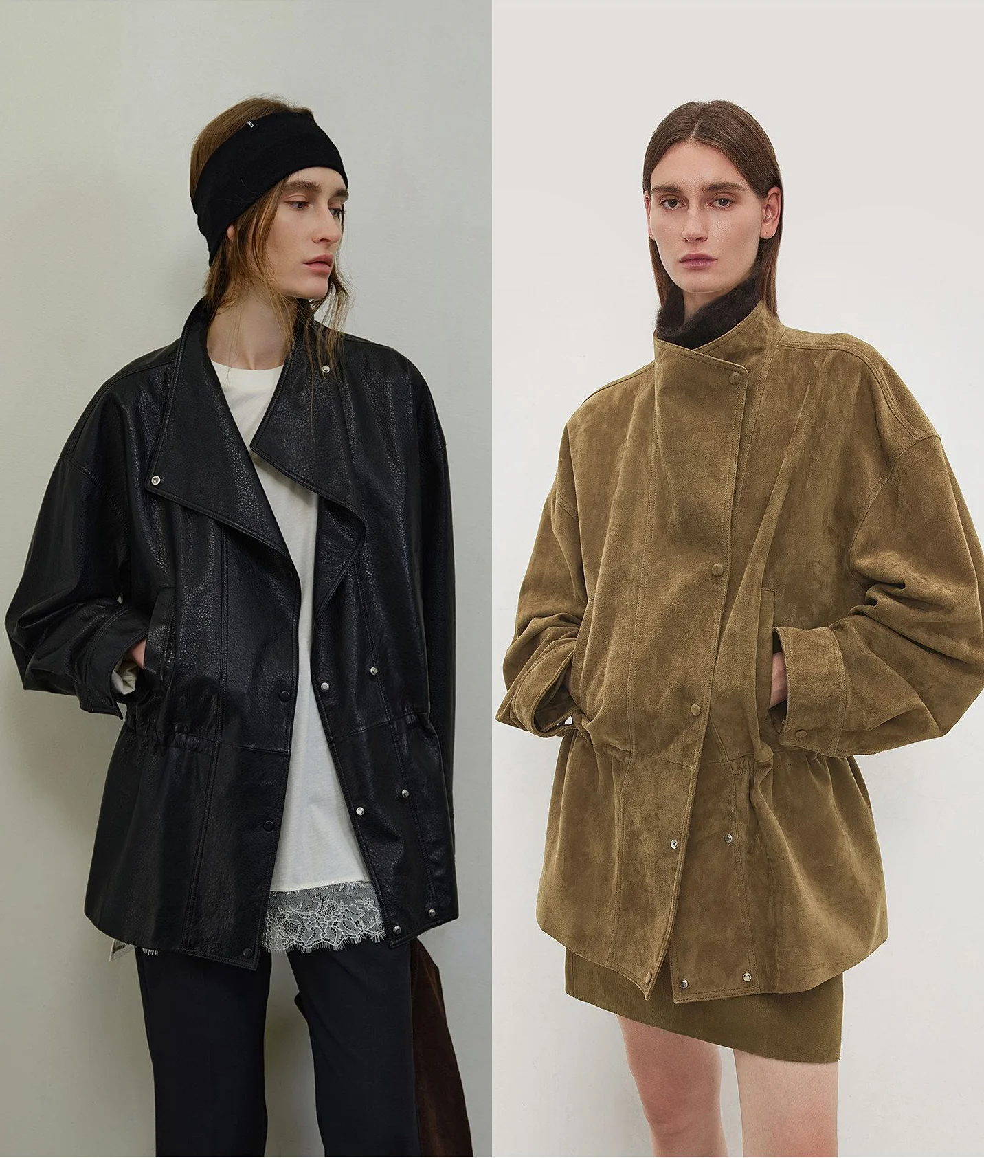 Drawstring Leather Jacket