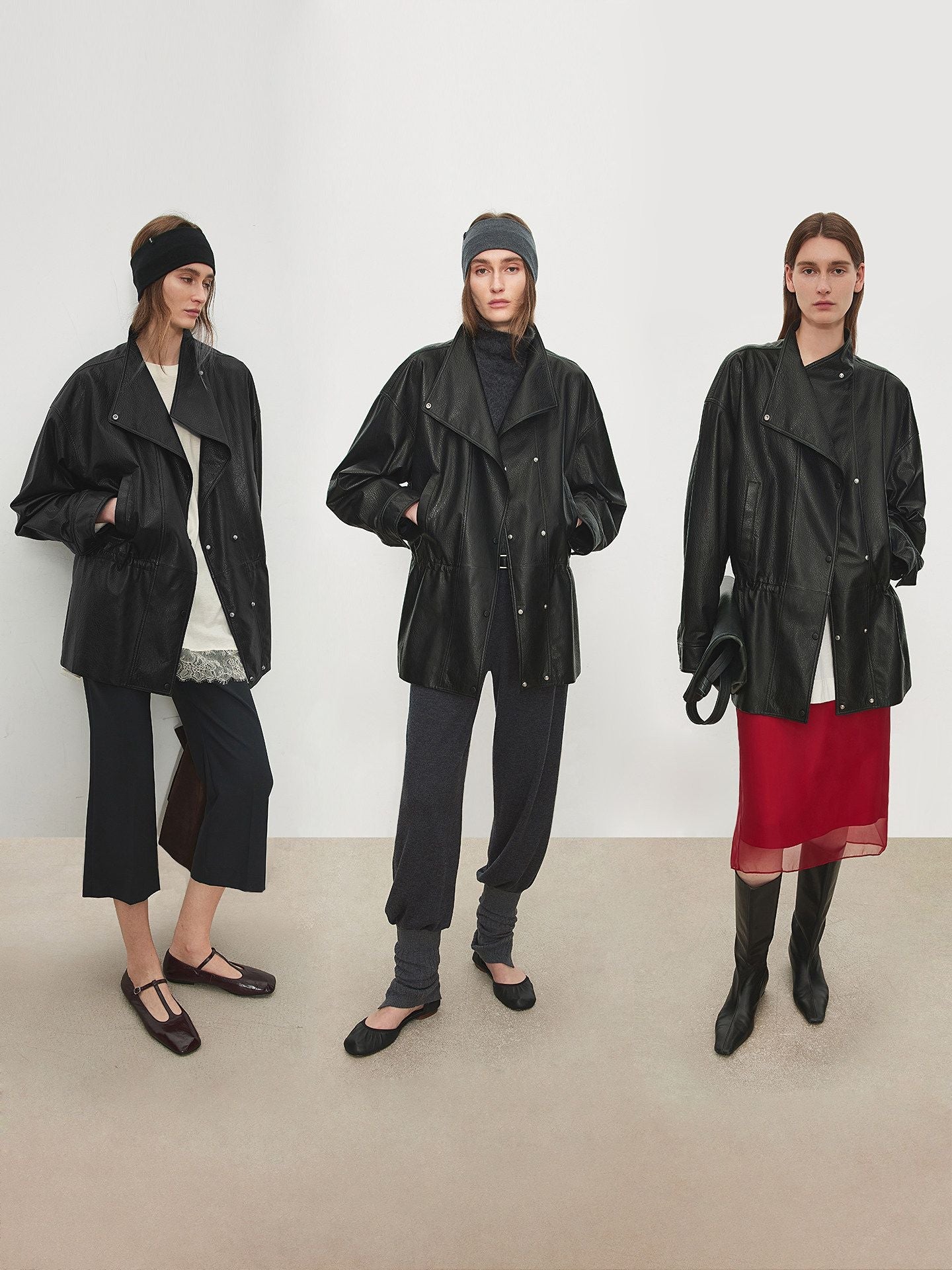 Drawstring Leather Jacket - Image 2