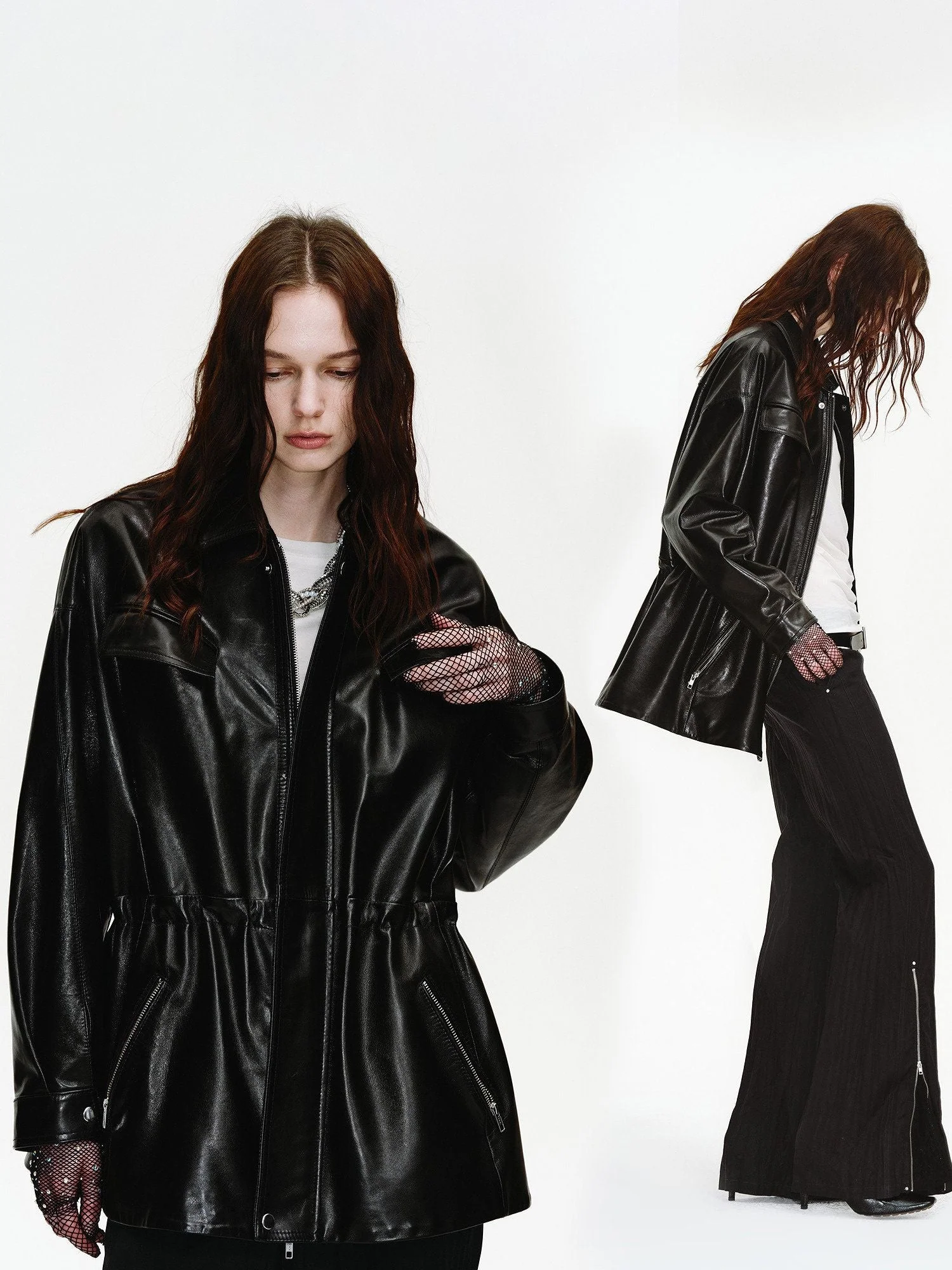 Drawstring Leather Jacket - Image 5