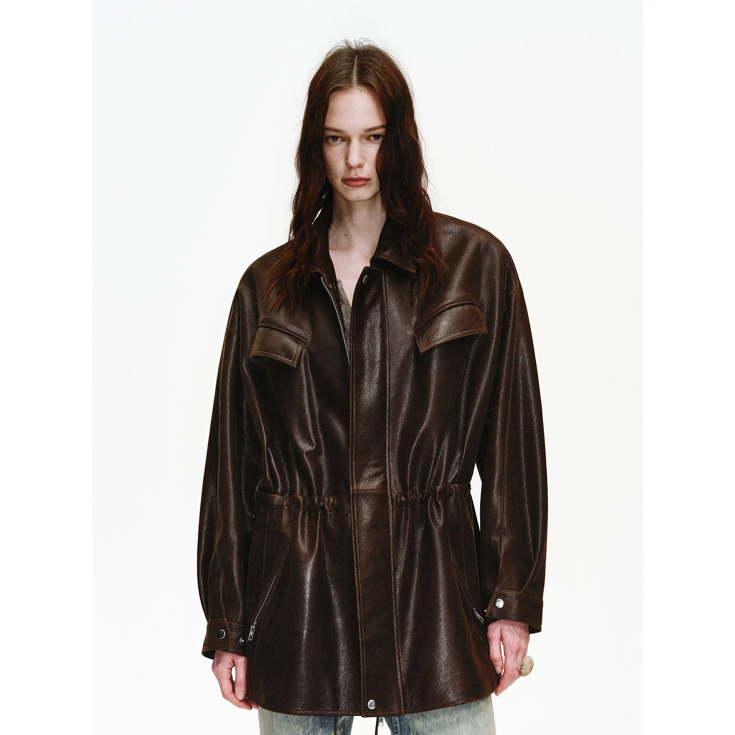 Drawstring Leather Jacket - Image 6
