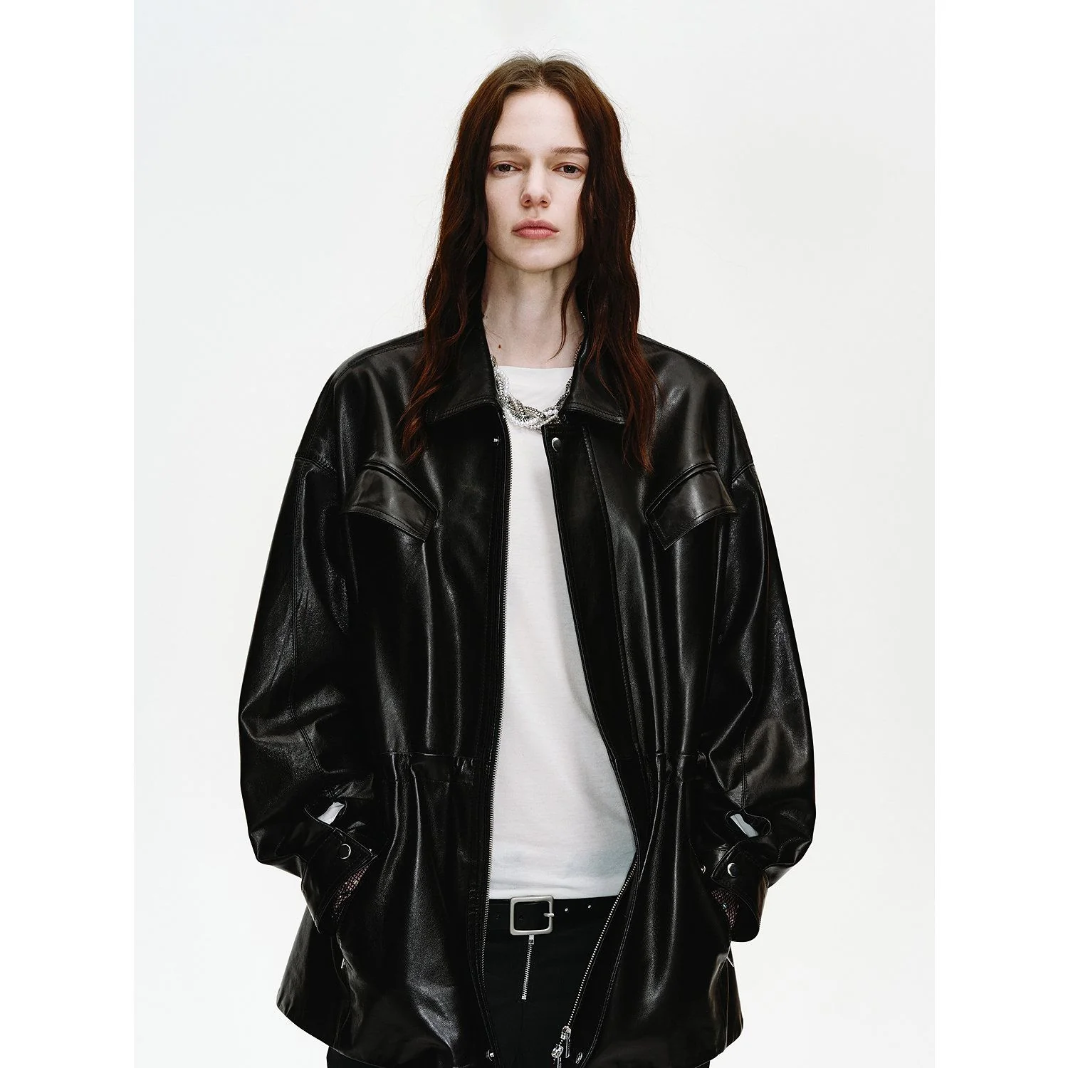 Drawstring Leather Jacket - Image 7