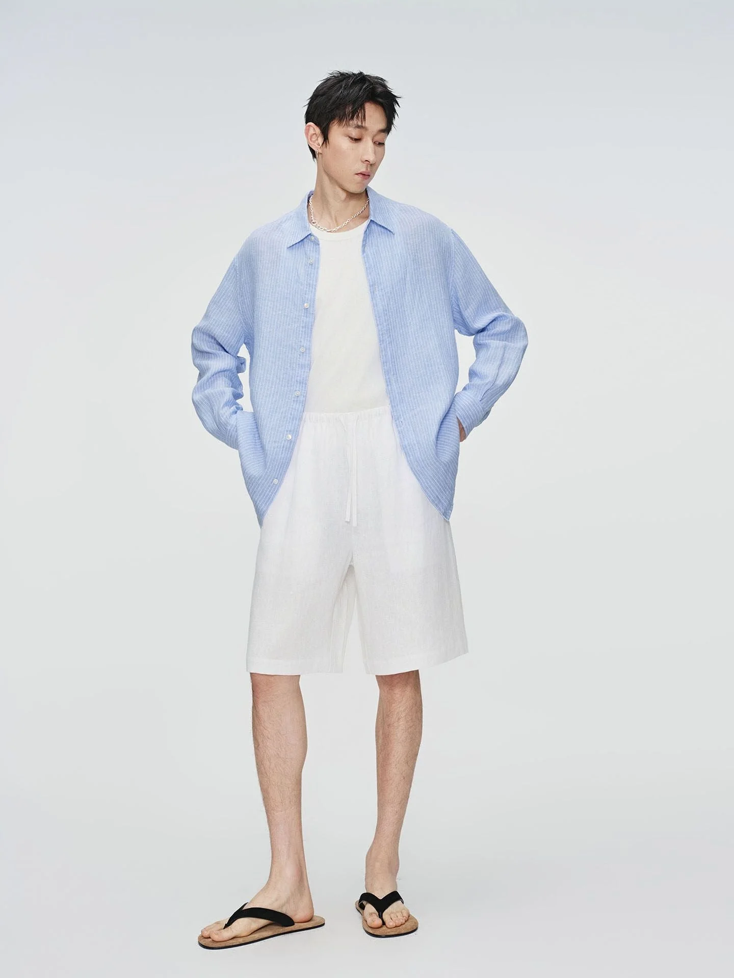 Drawstring Linen Shorts - Image 4