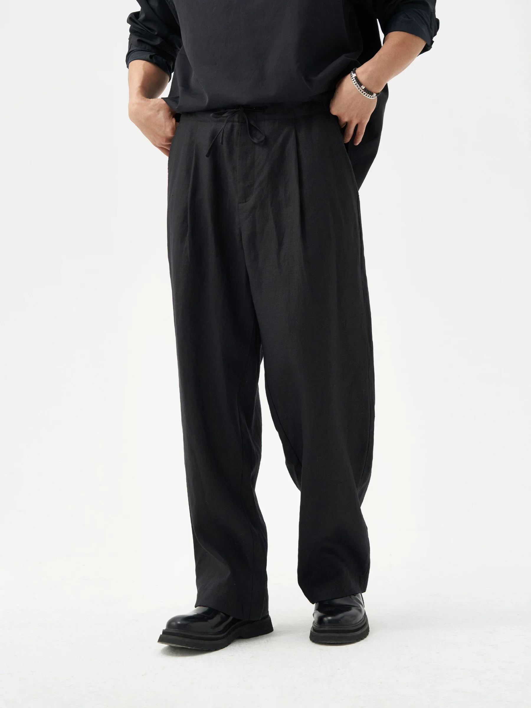 Drawstring Linen Trousers - Image 2