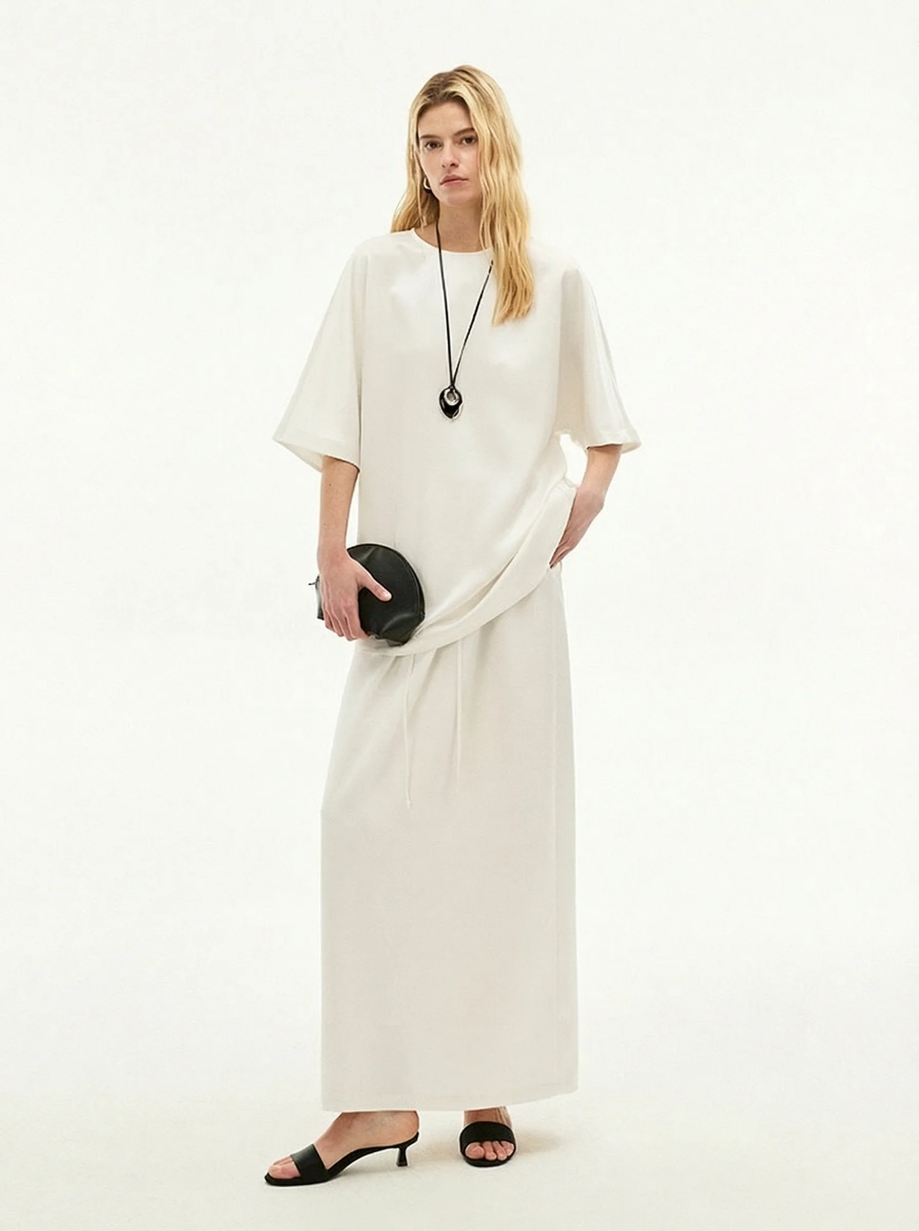 Drawstring Maxi Skirt