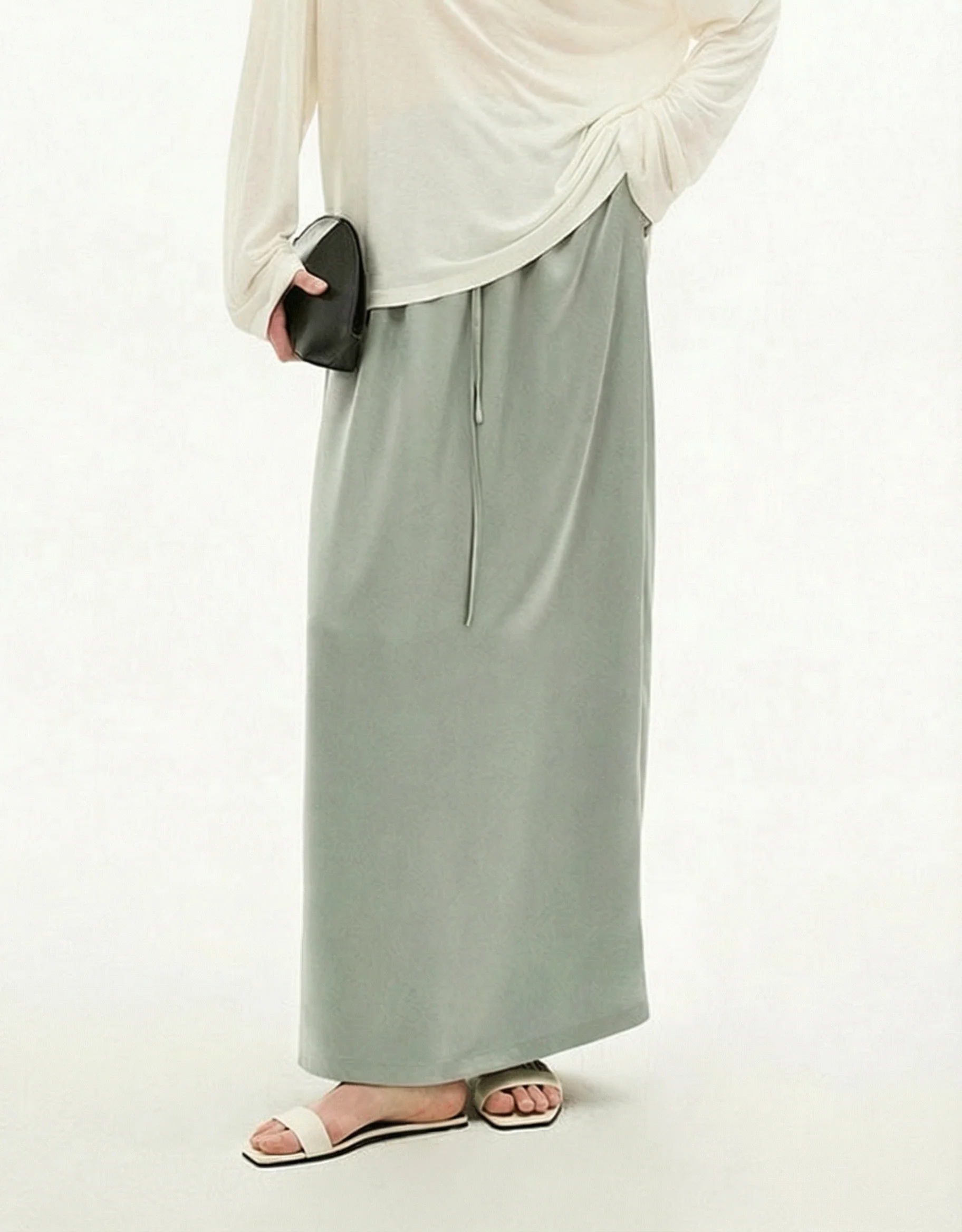 Drawstring Maxi Skirt - Image 2