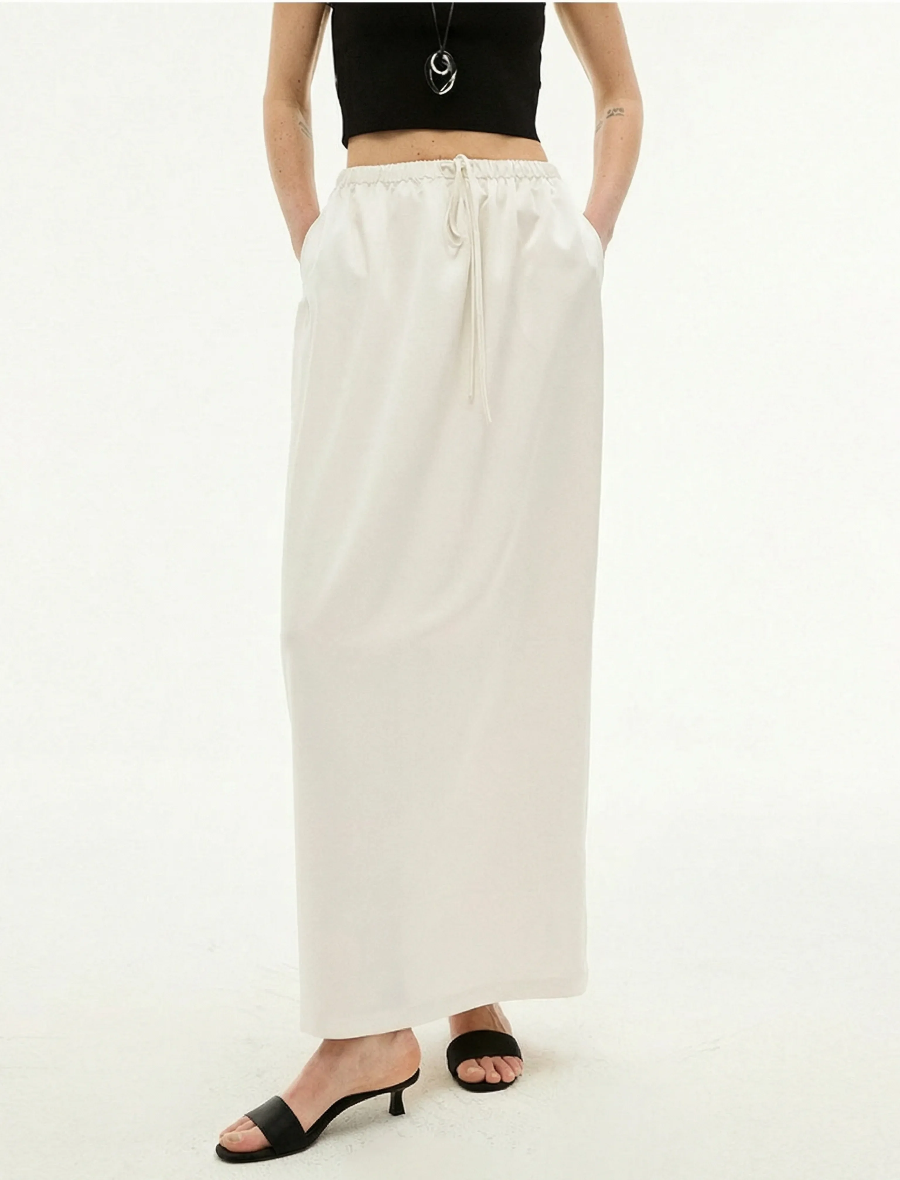Drawstring Maxi Skirt - Image 3