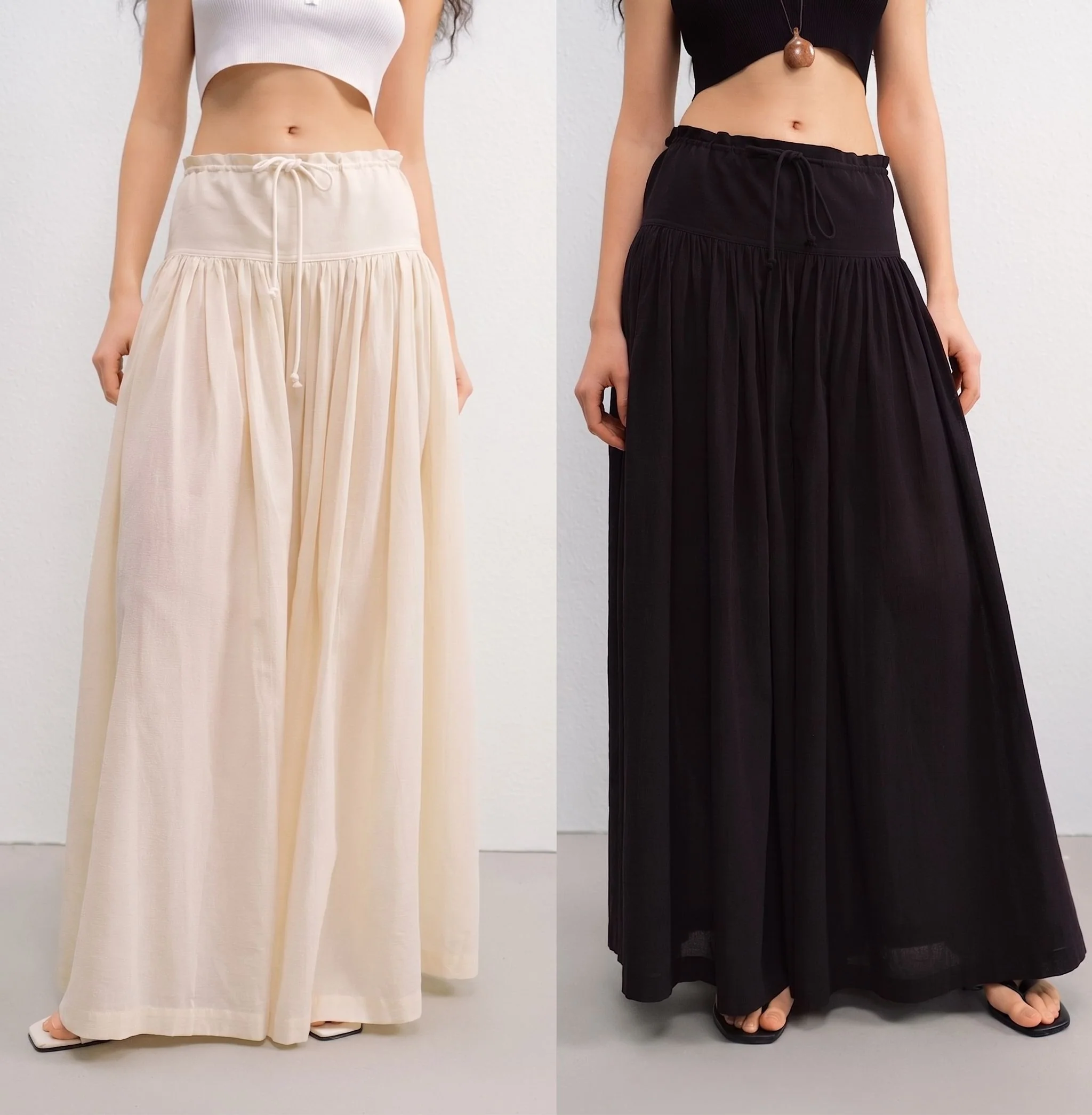 Drawstring Maxi Skirt Pants
