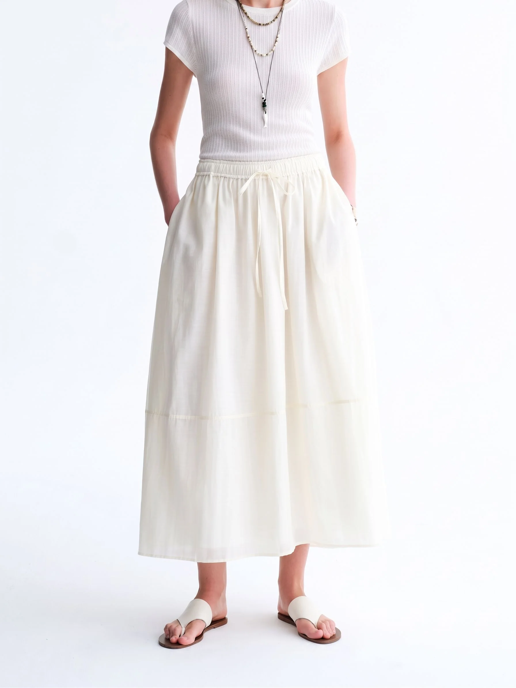 Drawstring Midi Skirt