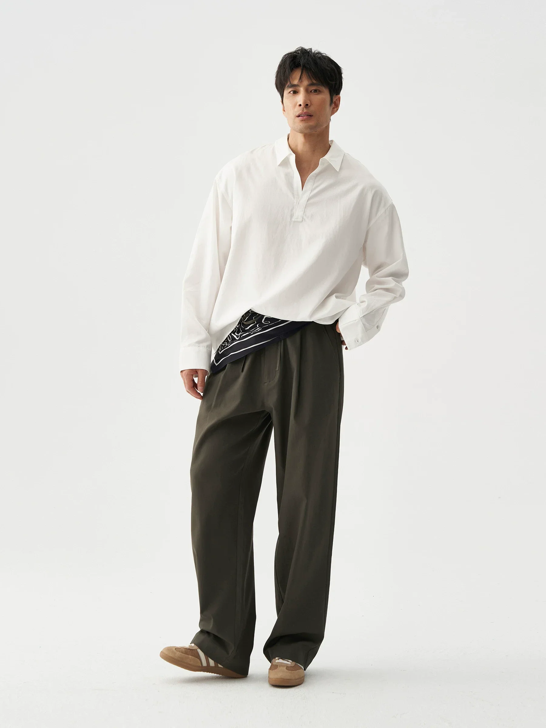 Drawstring Pleated Trousers - Image 2