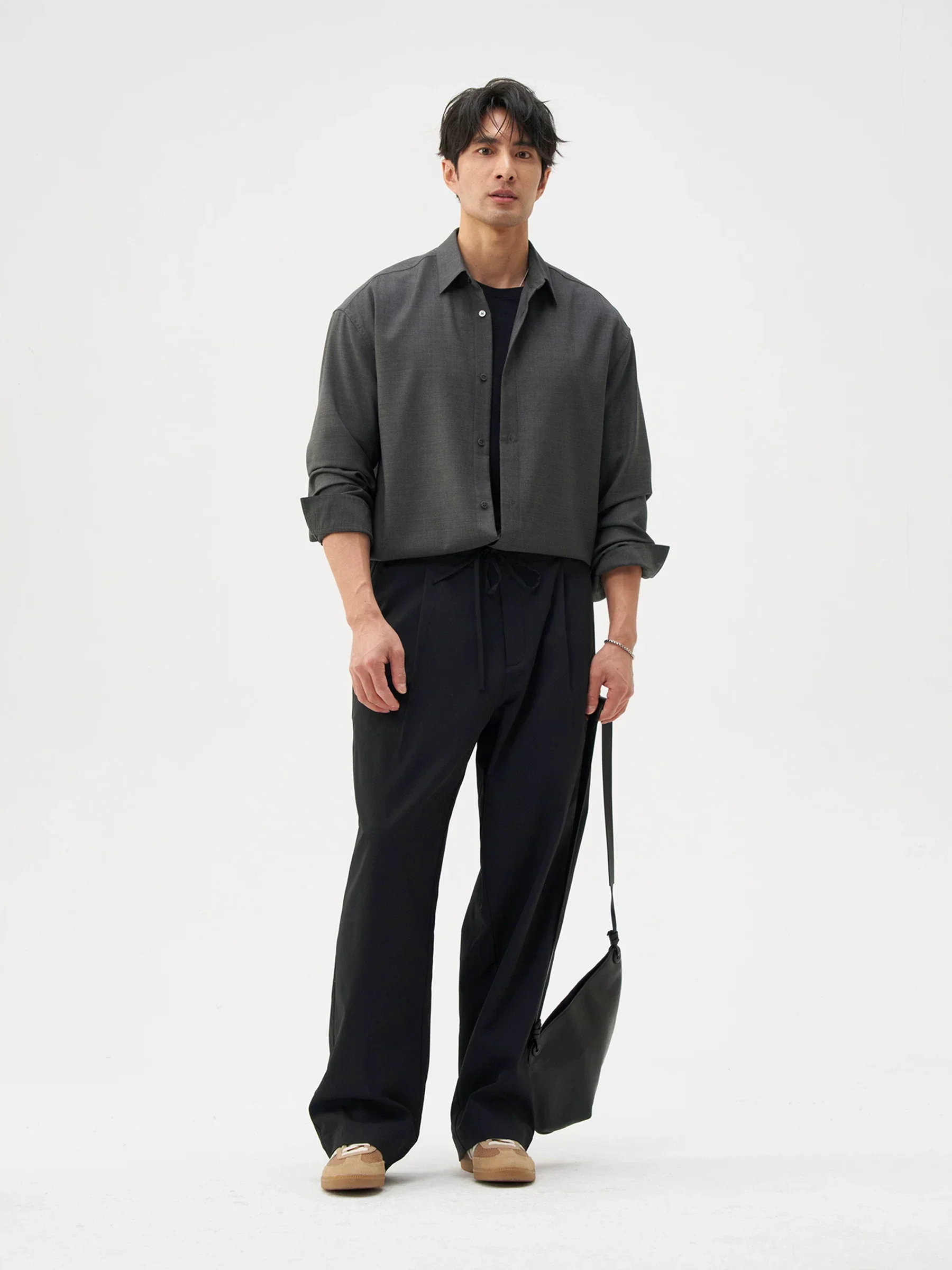 Drawstring Pleated Trousers - Image 3