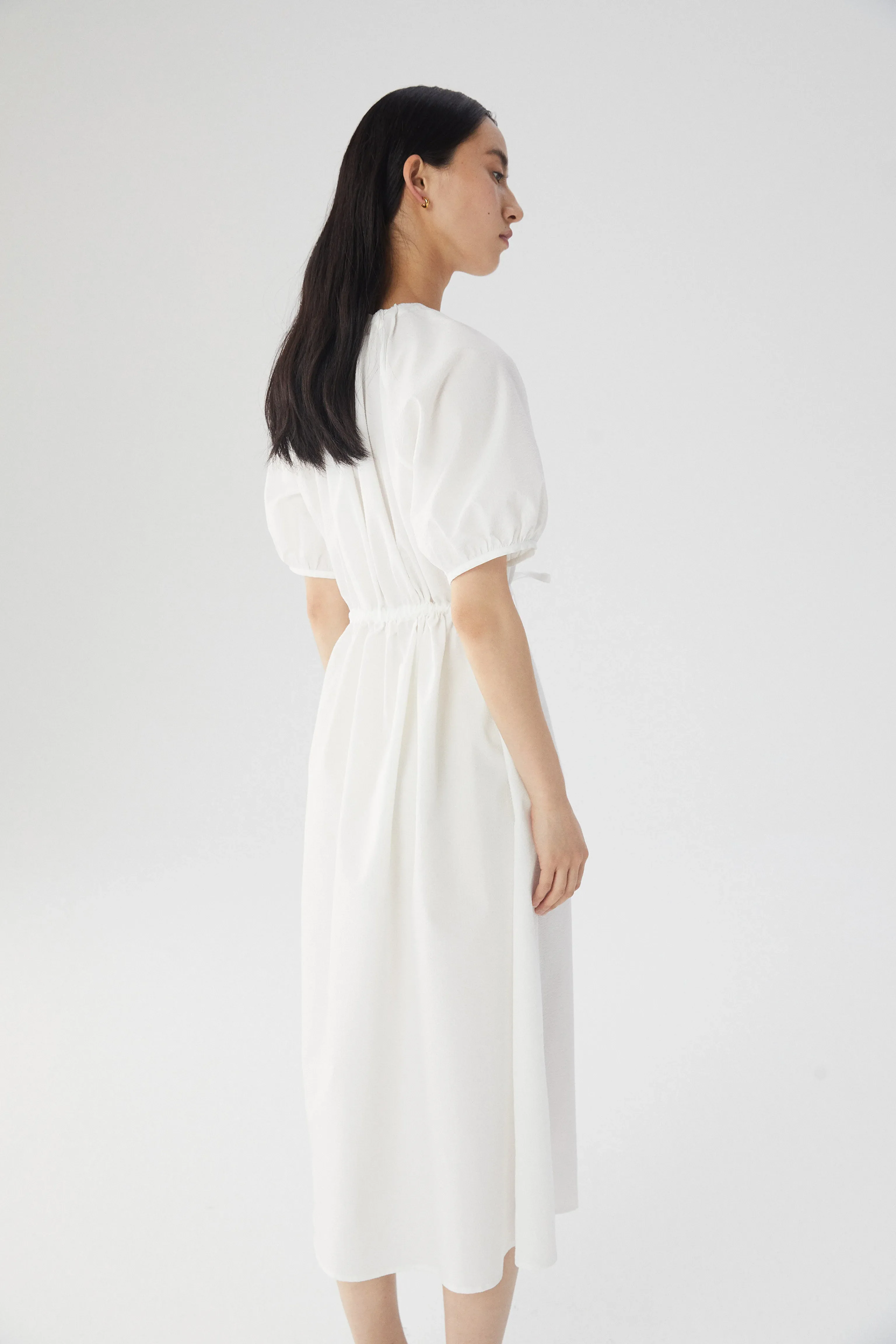 Drawstring Puff Midi Dress - Image 4