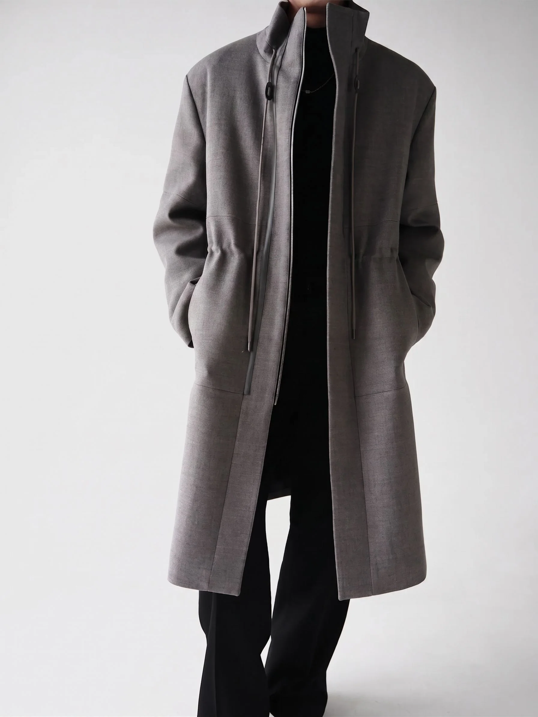 Drawstring Stand Coat - Image 2