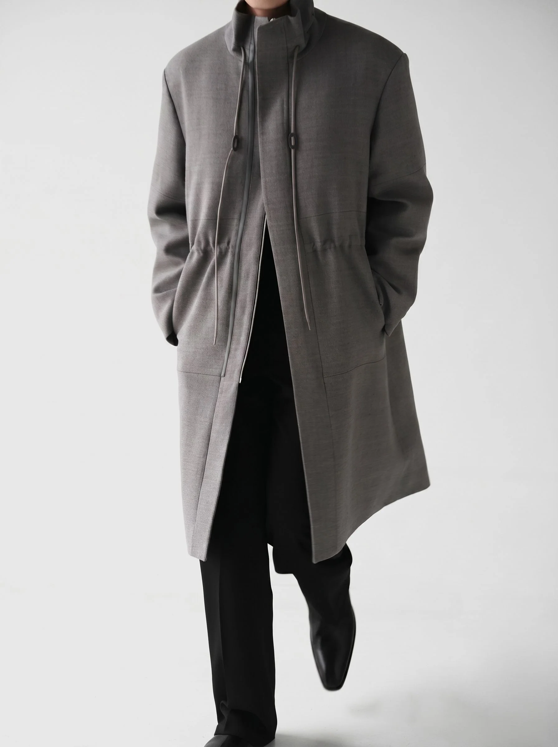Drawstring Stand Coat - Image 6