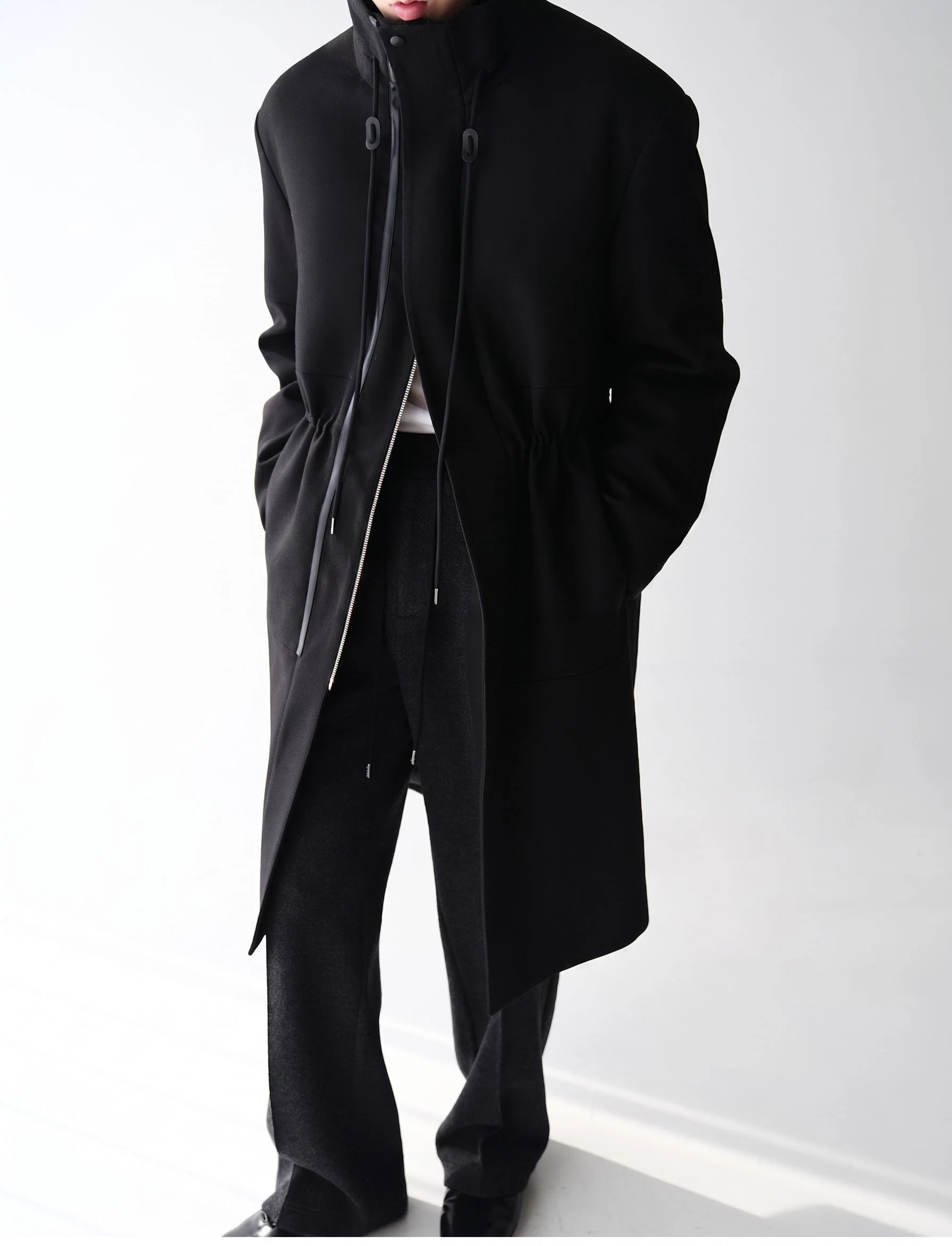 Drawstring Stand Coat - Image 7