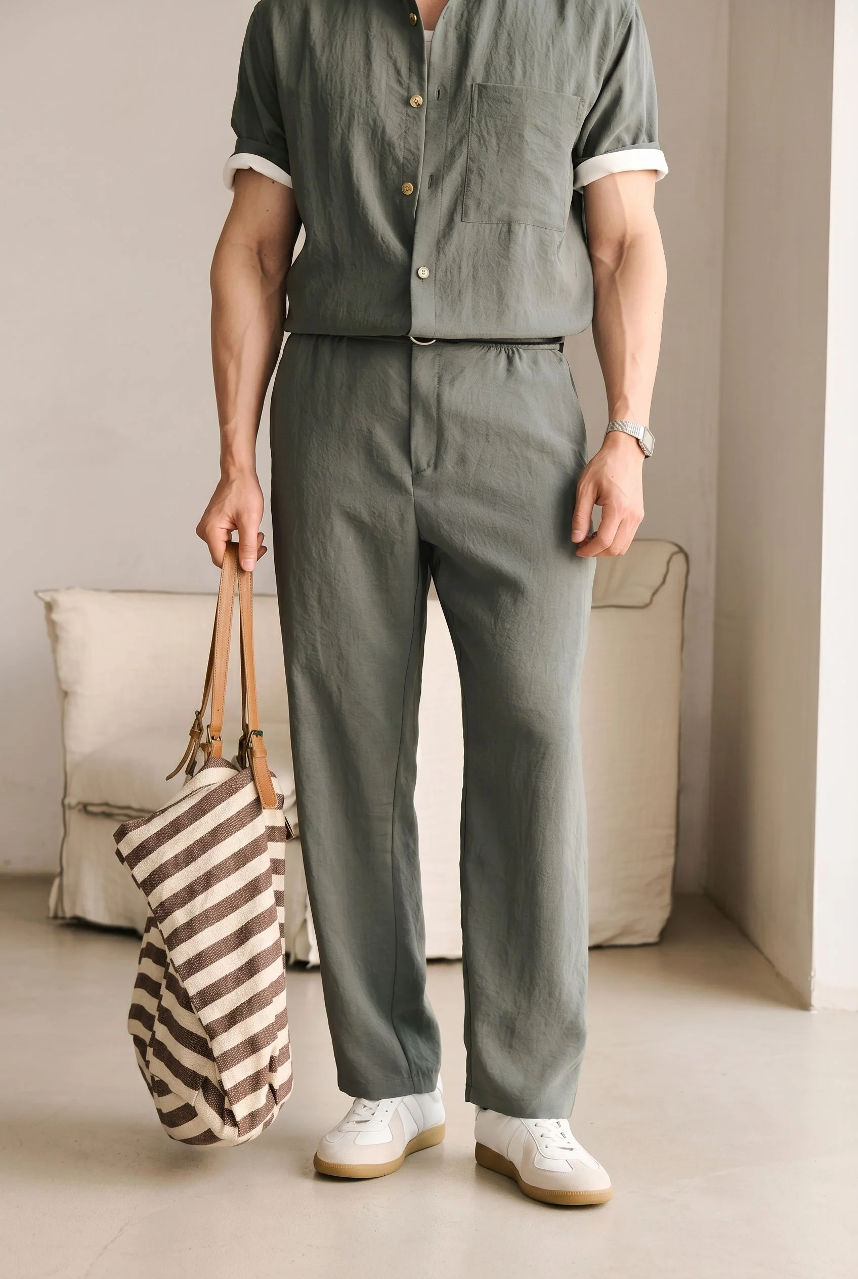 Drawstring Straight Trousers