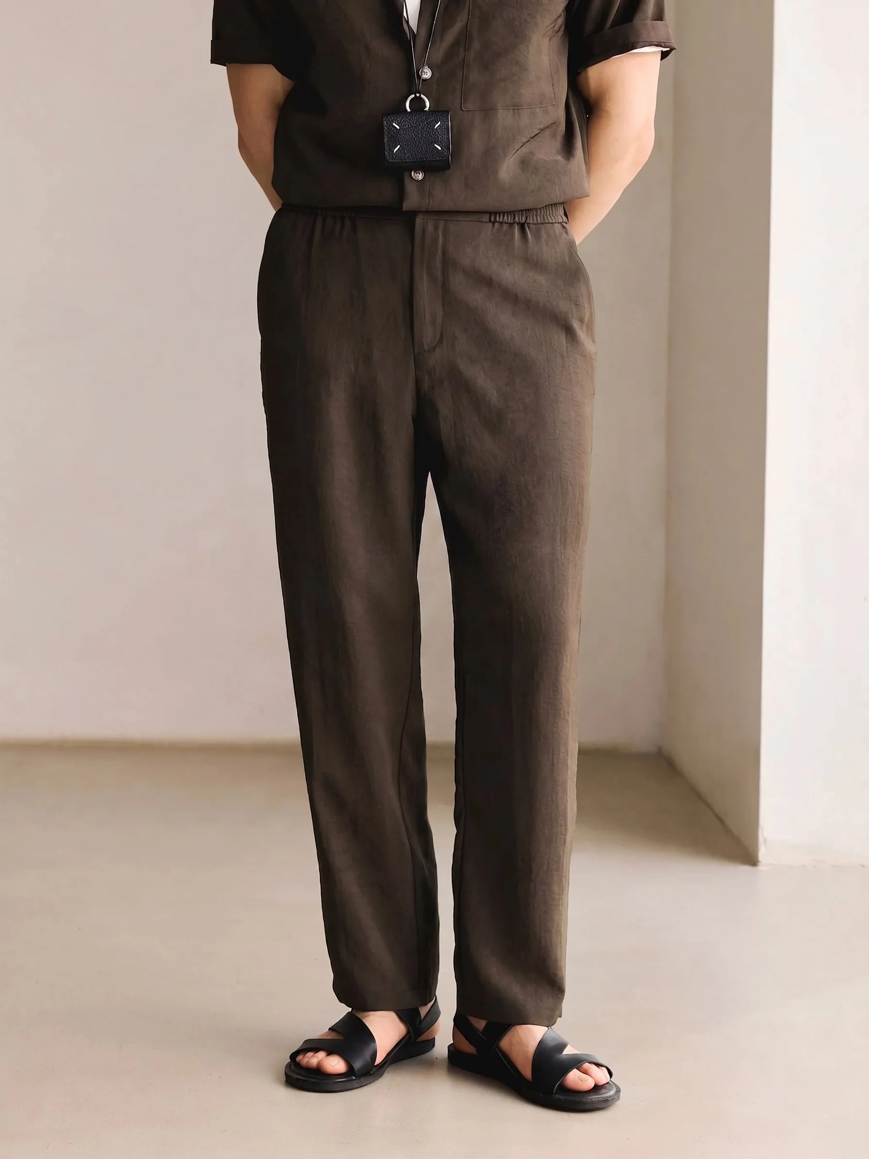 Drawstring Straight Trousers - Image 3