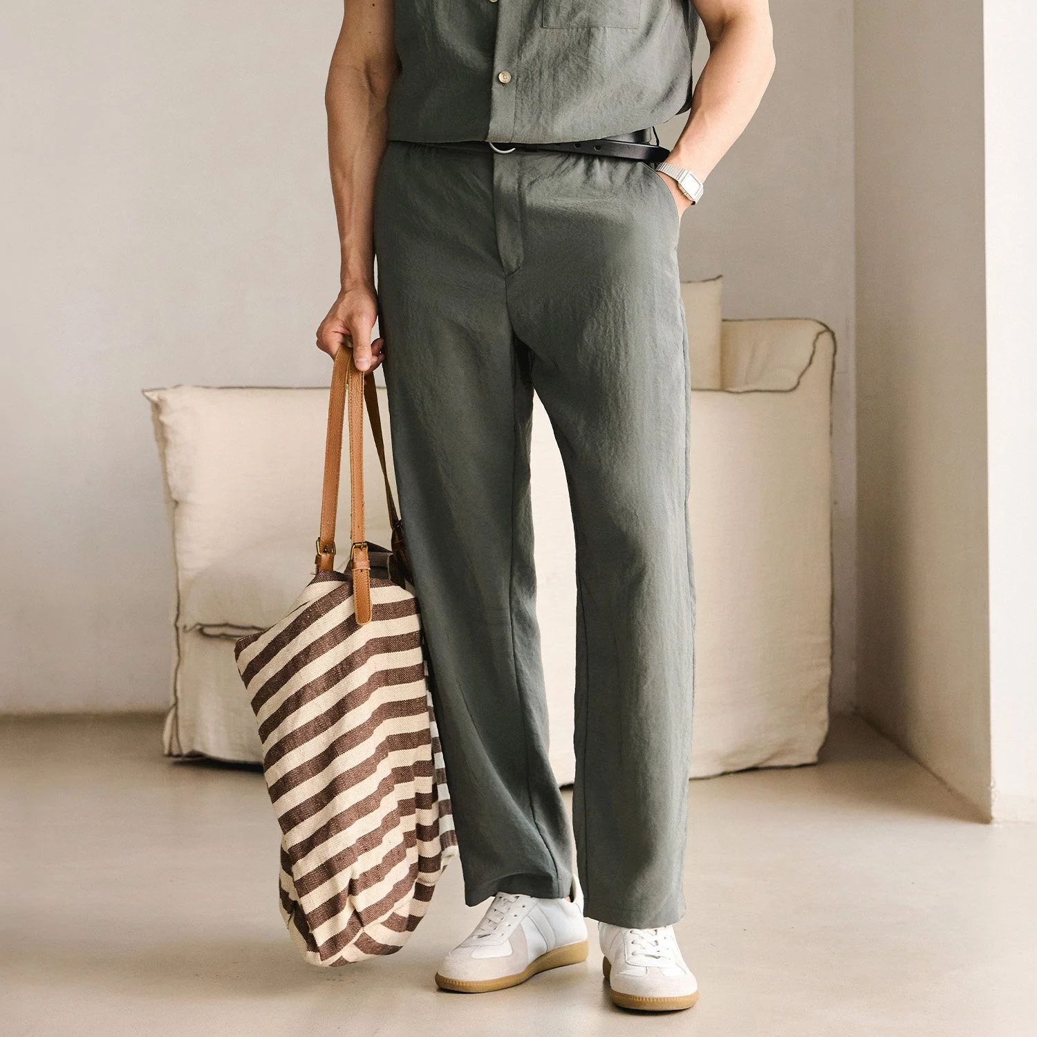 Drawstring Straight Trousers - Image 6