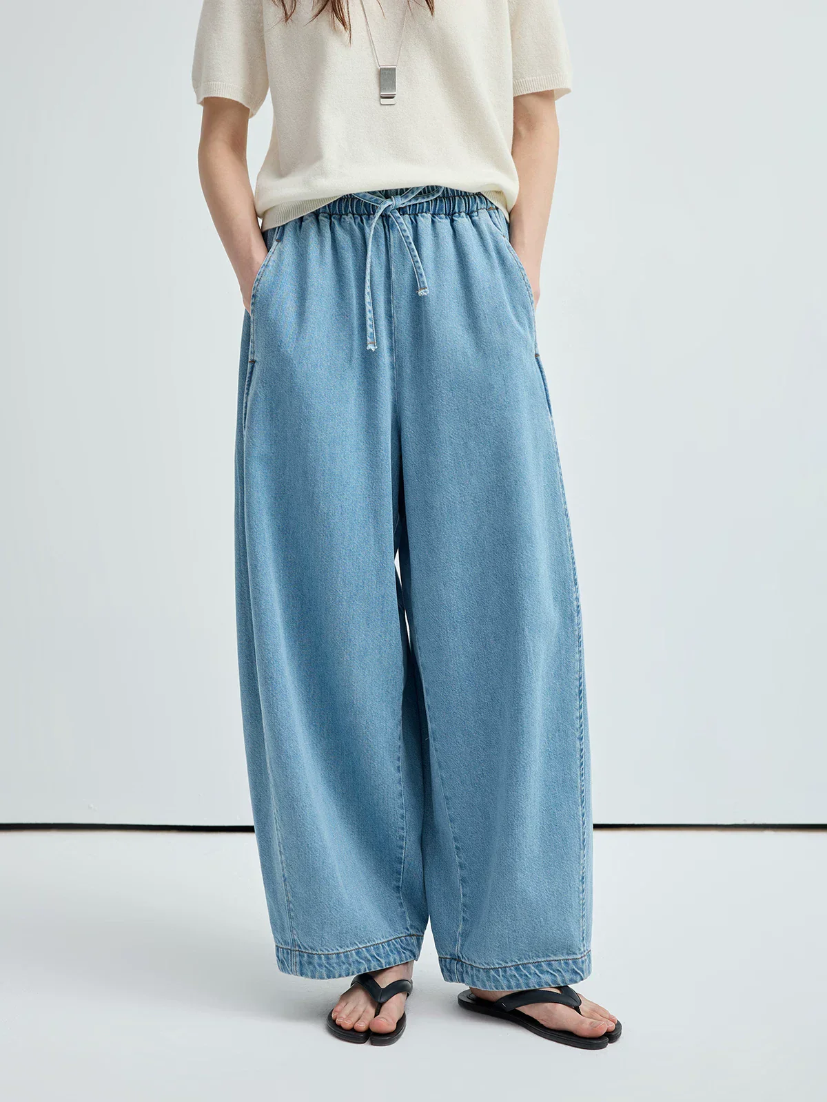 Drawstring Wide-Leg Jeans - Image 5