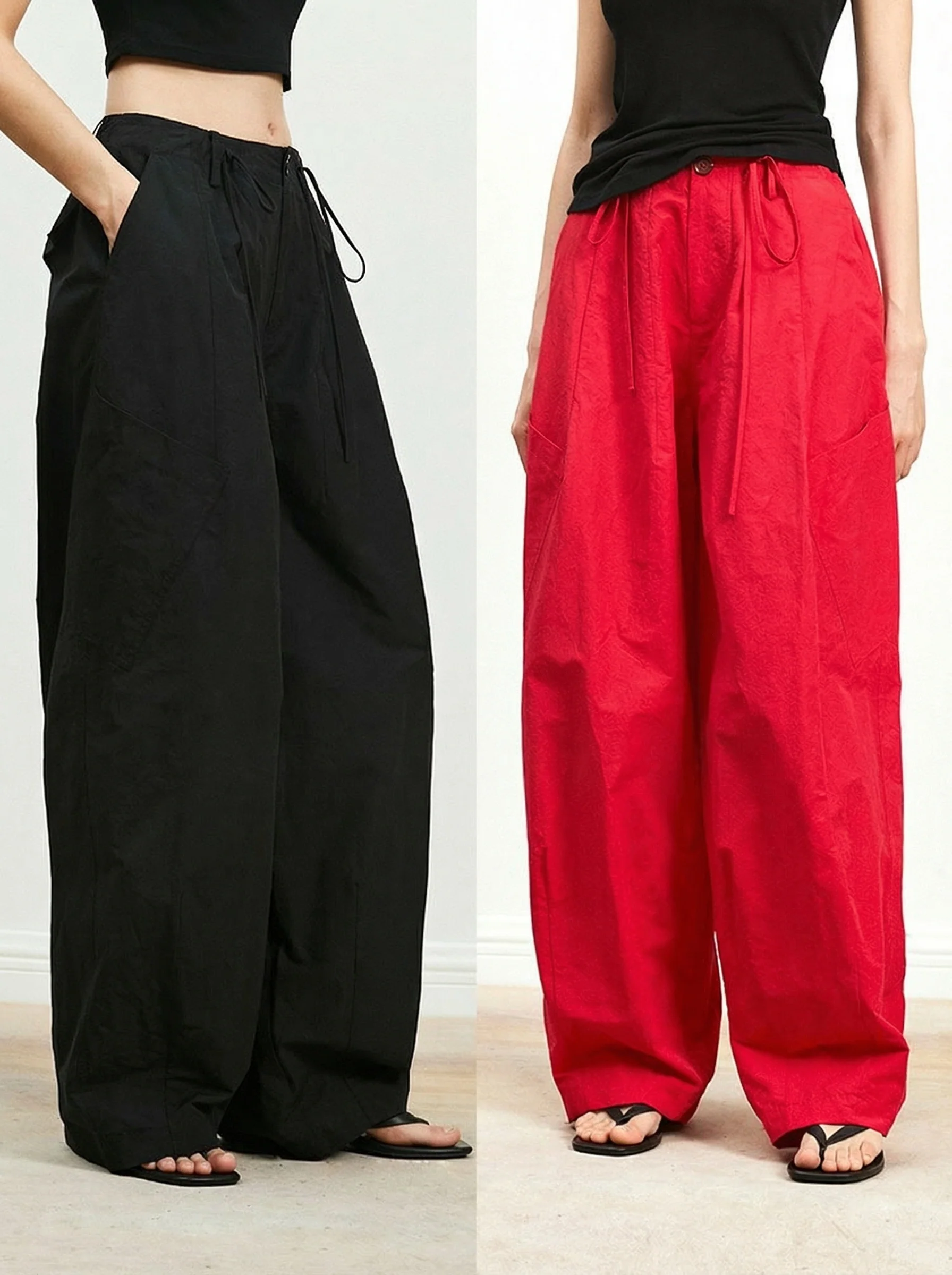 Drawstring Wide-Leg Pants