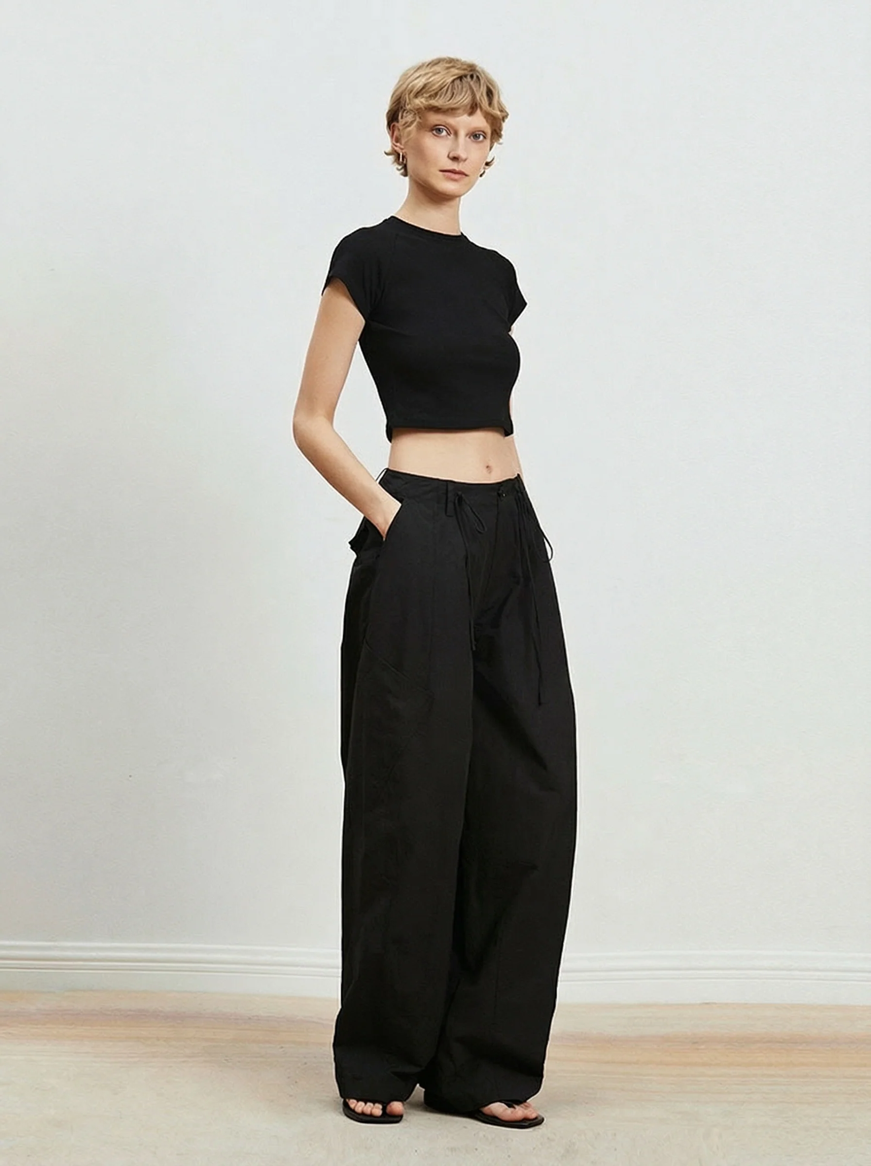 Drawstring Wide-Leg Pants - Image 3