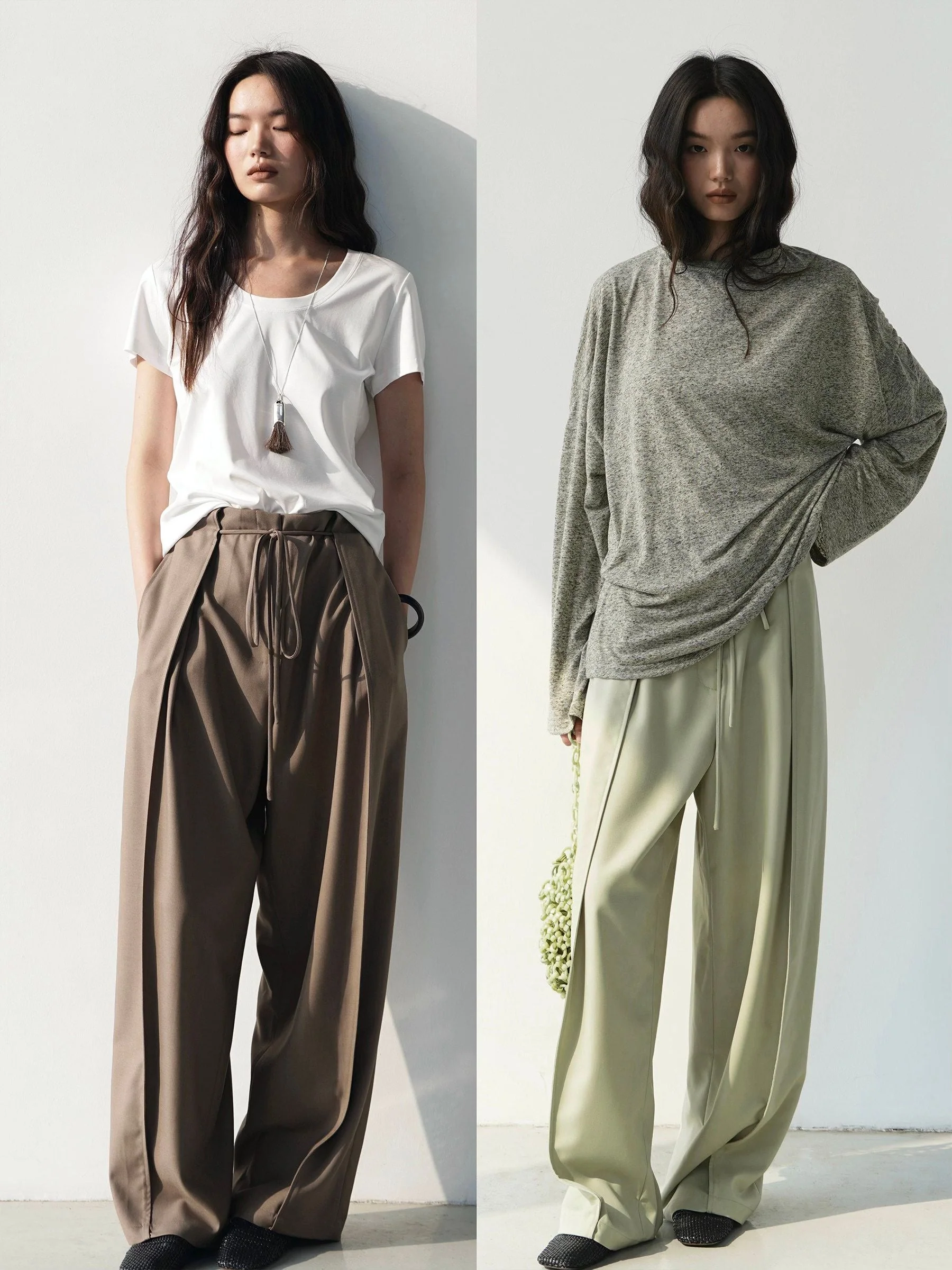 Drawstring Wide-Leg Trousers