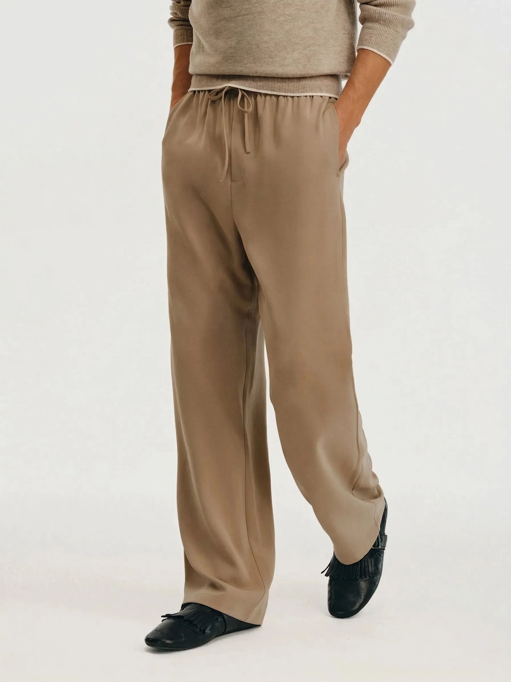 Drawstring Wide-Leg Trousers