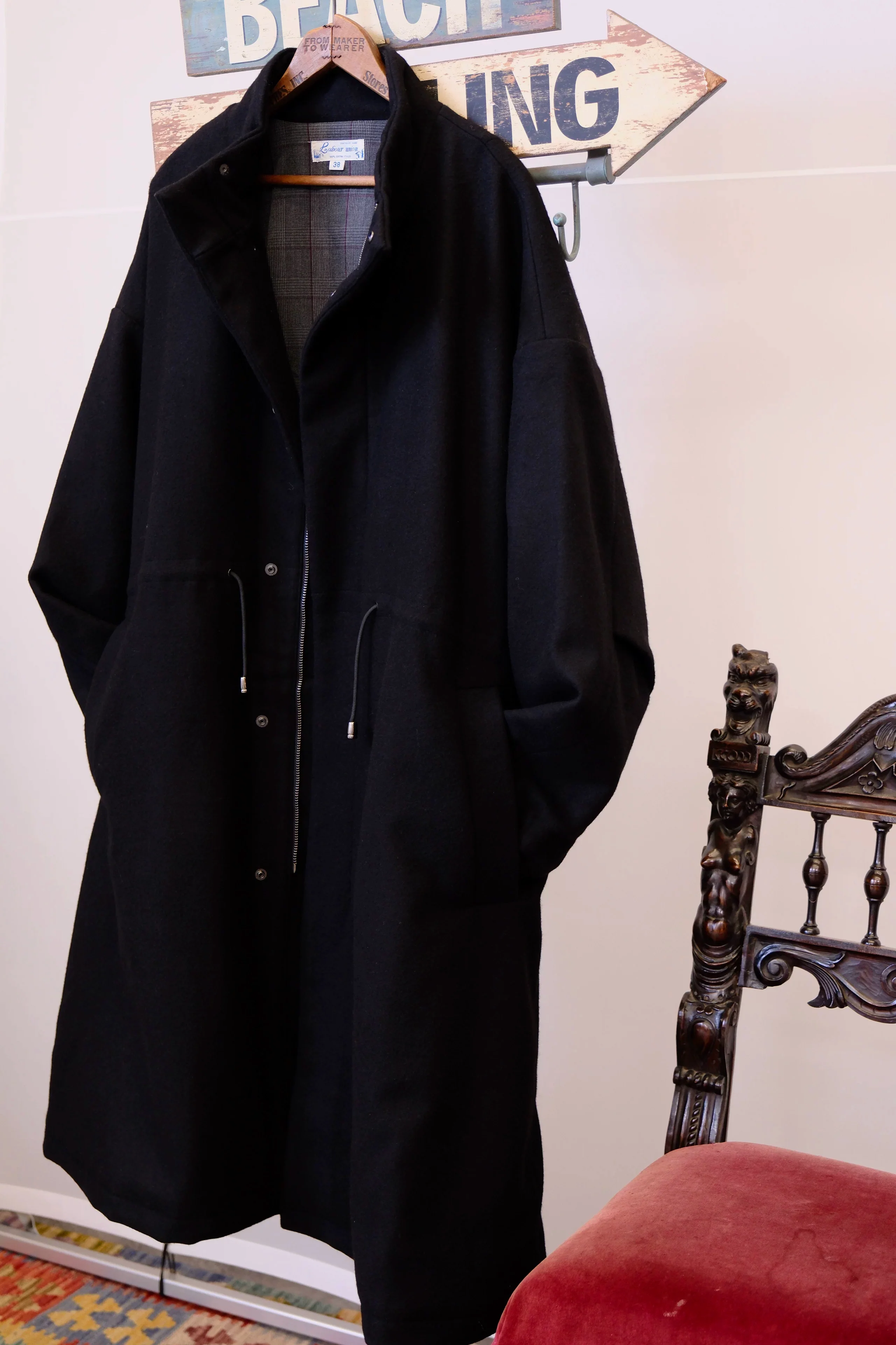 Drawstring Wool Coat - Image 6