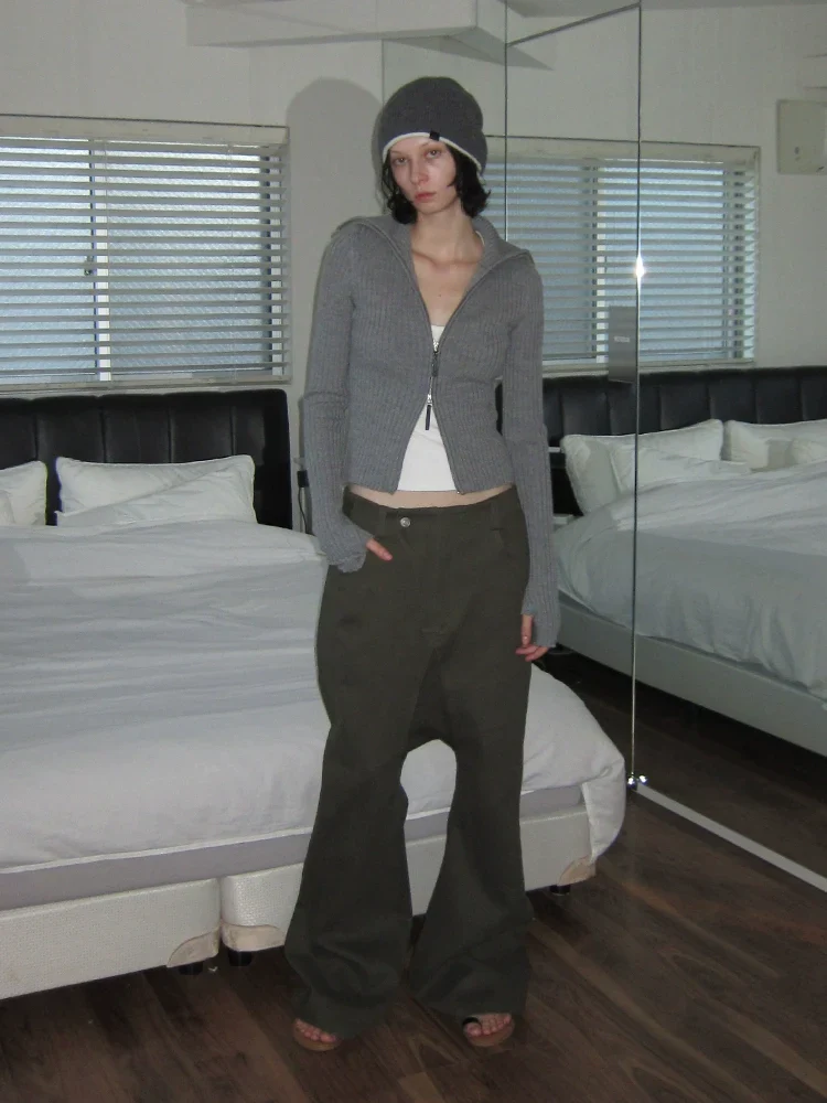 Drop Crotch Flare Overalls