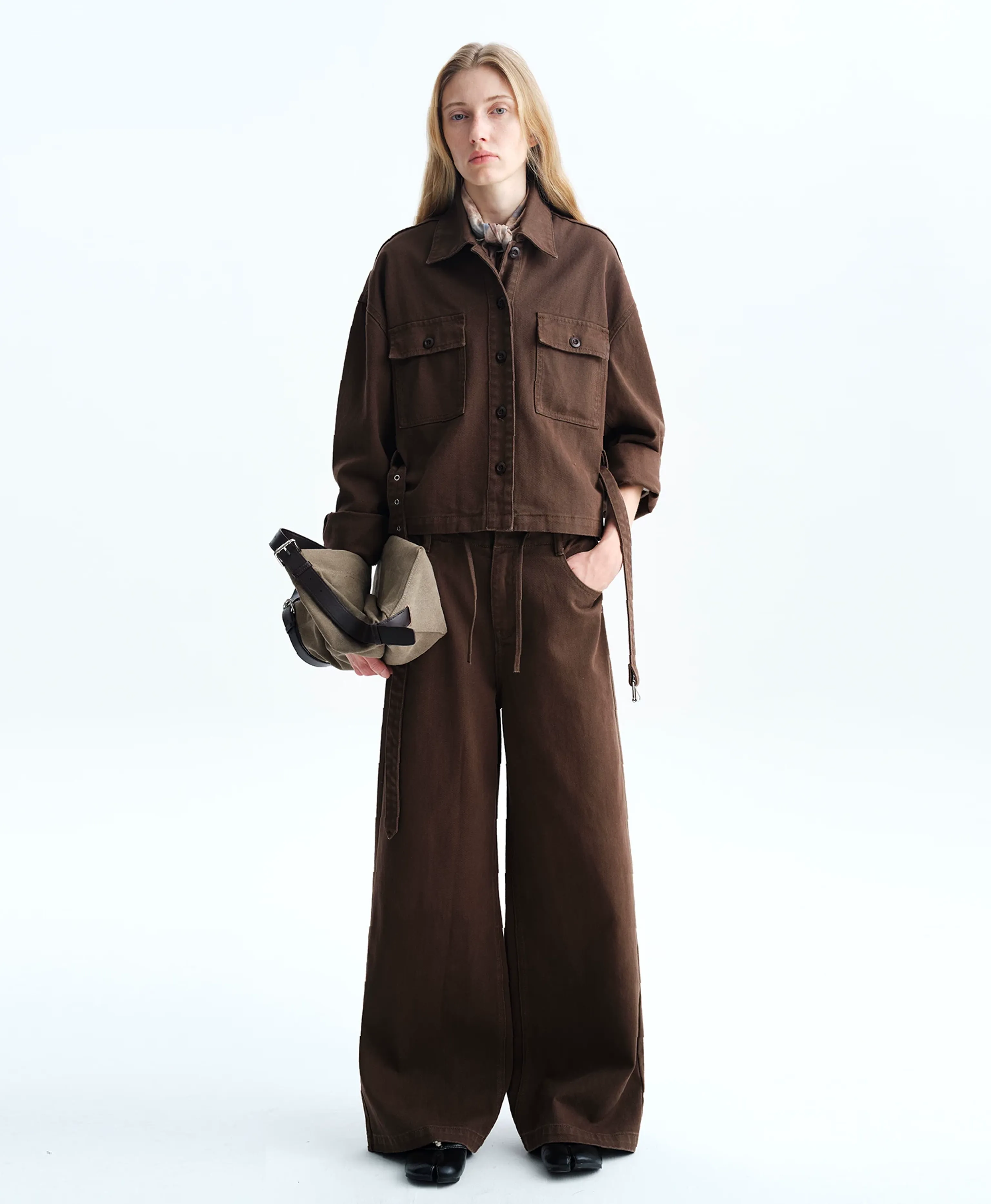 Drop-Shoulder Belted Denim Jacket - Image 5