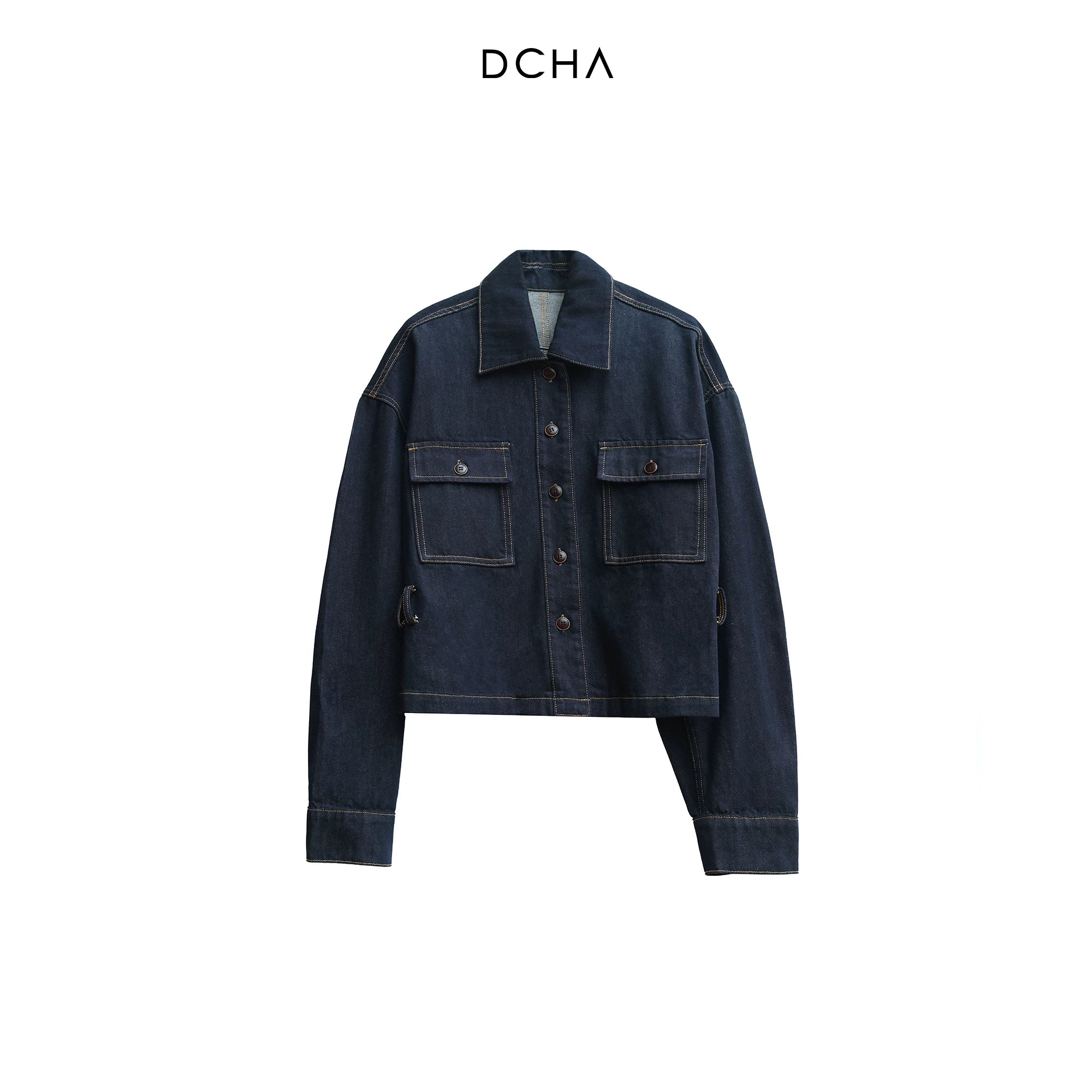 Drop-Shoulder Belted Denim Jacket - Image 6