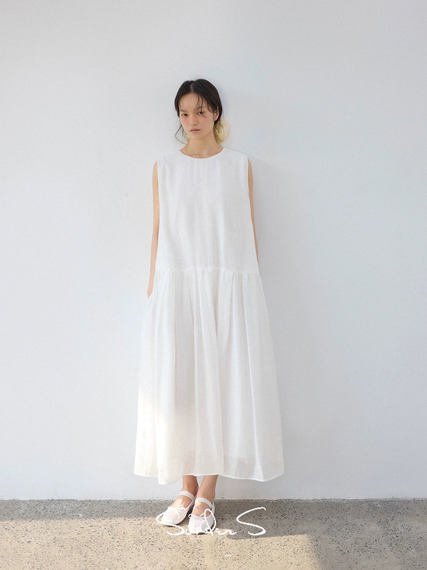 Drop-Waist Gathered Maxi Dress - Image 4