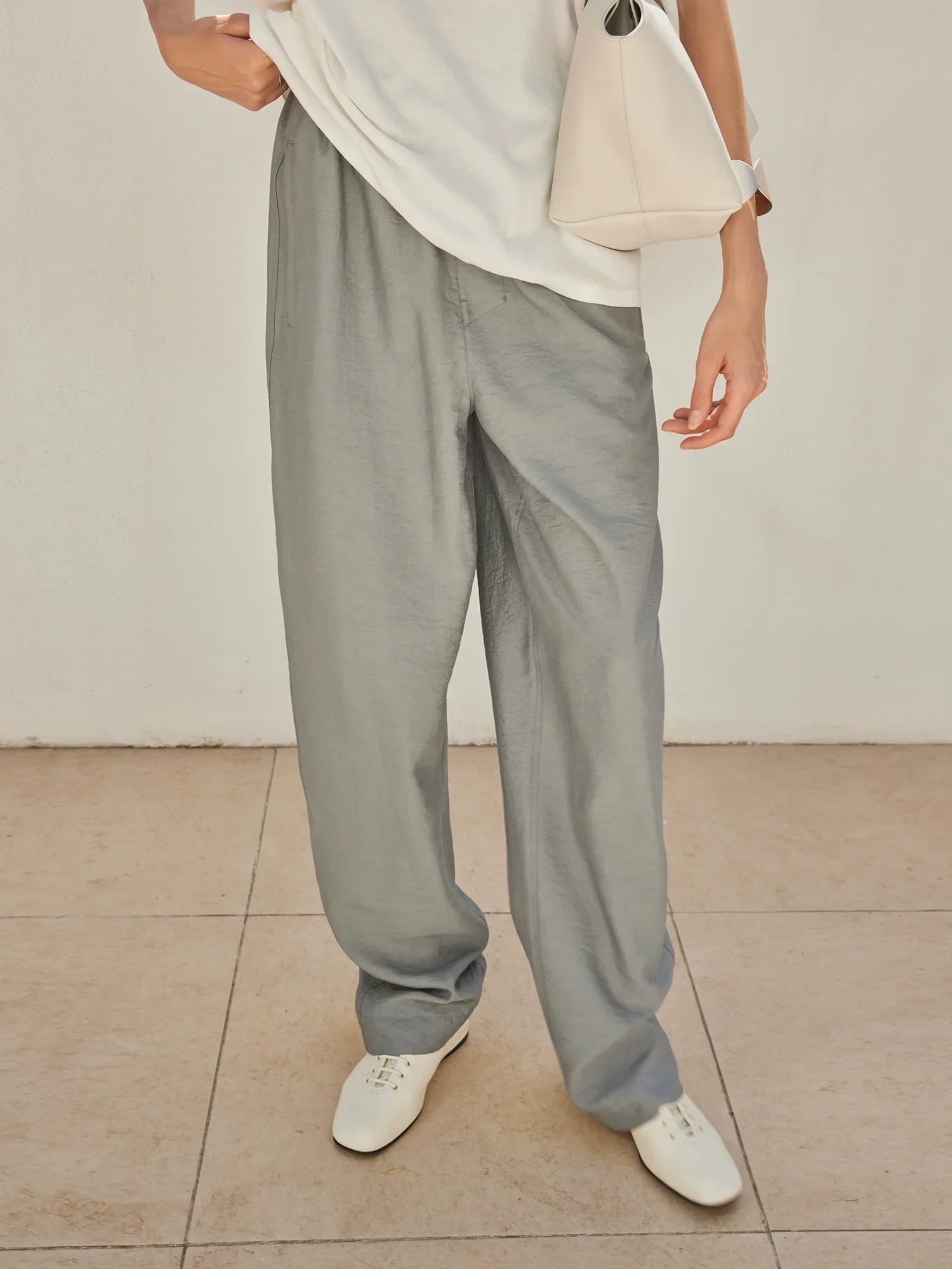 Dry Silk Wide-Leg Trousers