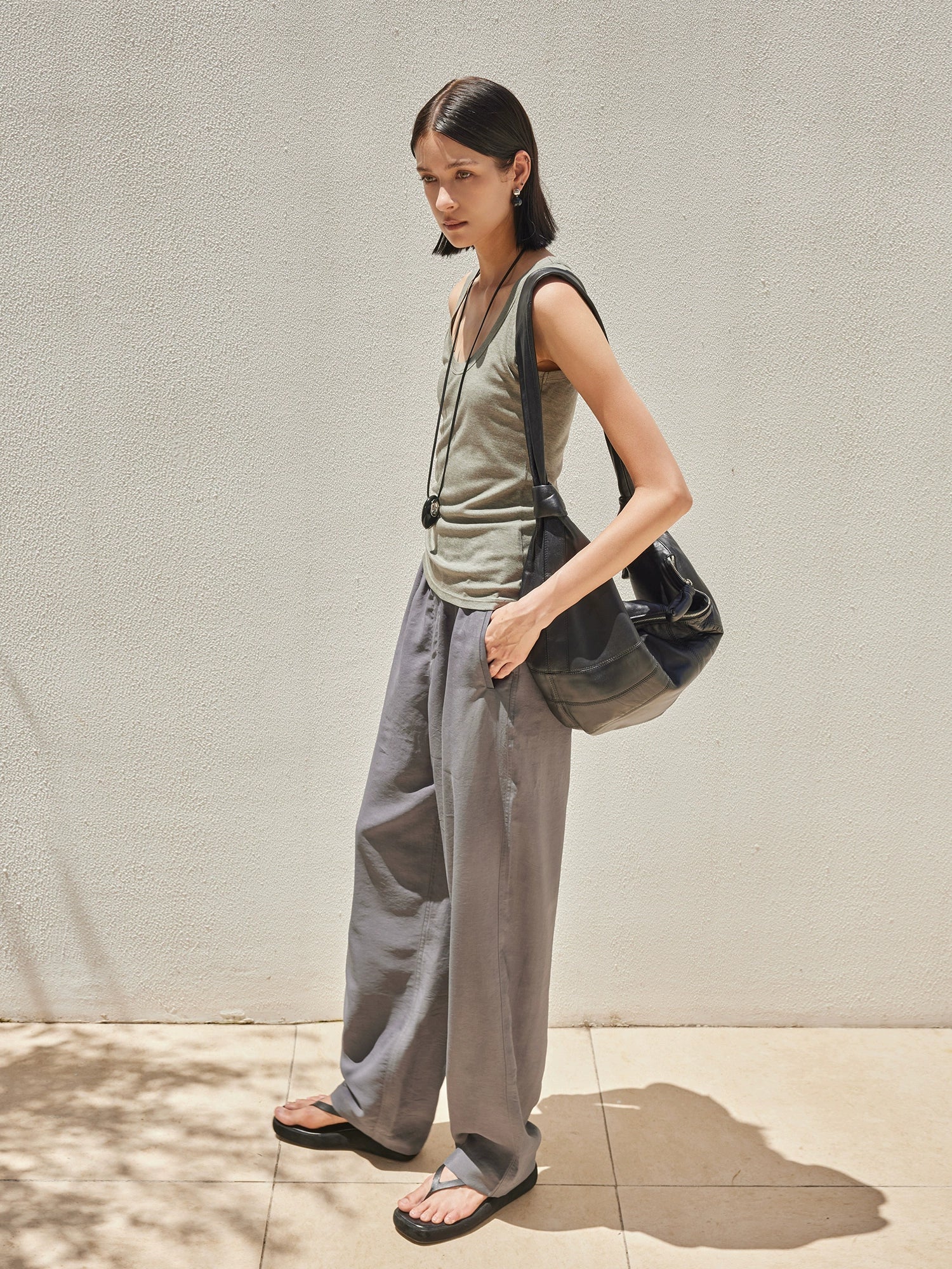 Dry Silk Wide-Leg Trousers - Image 2