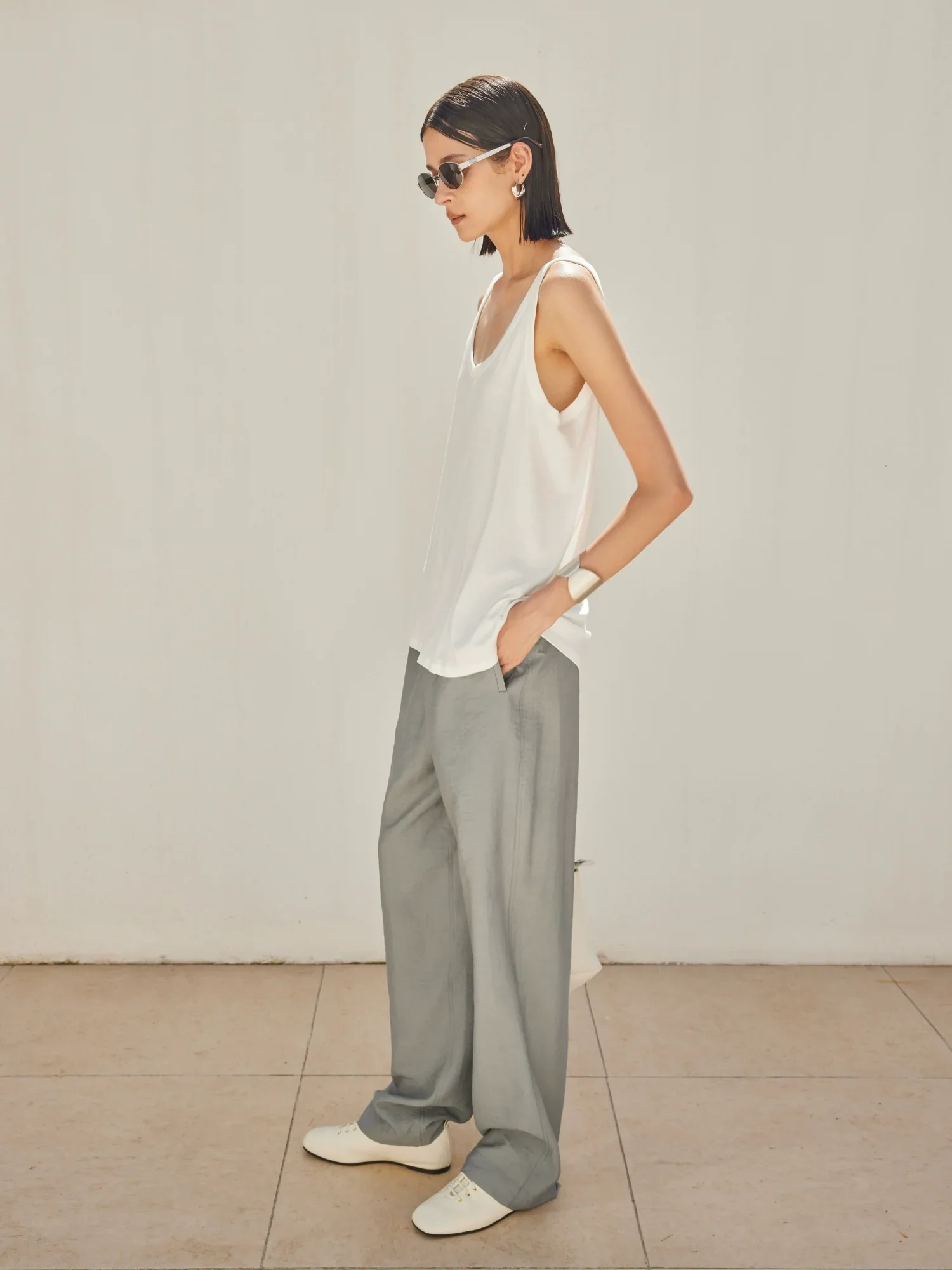 Dry Silk Wide-Leg Trousers - Image 4