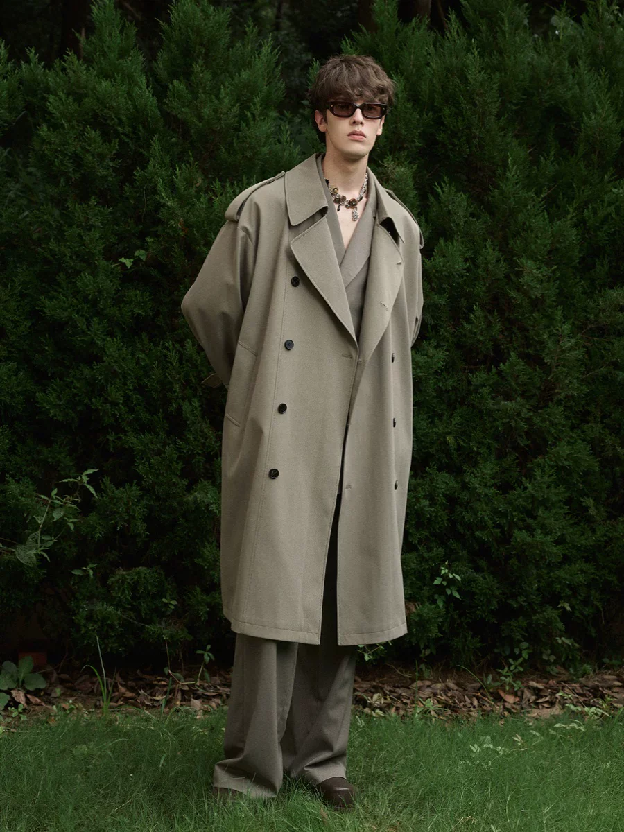 Dual-Length Double-Breasted Trench Coat