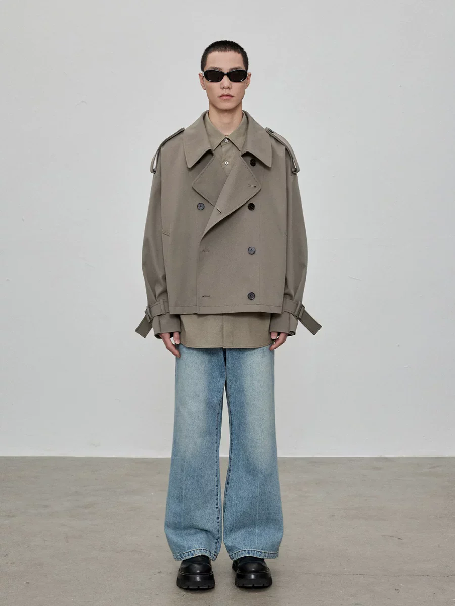 Dual-Length Double-Breasted Trench Coat - Image 2