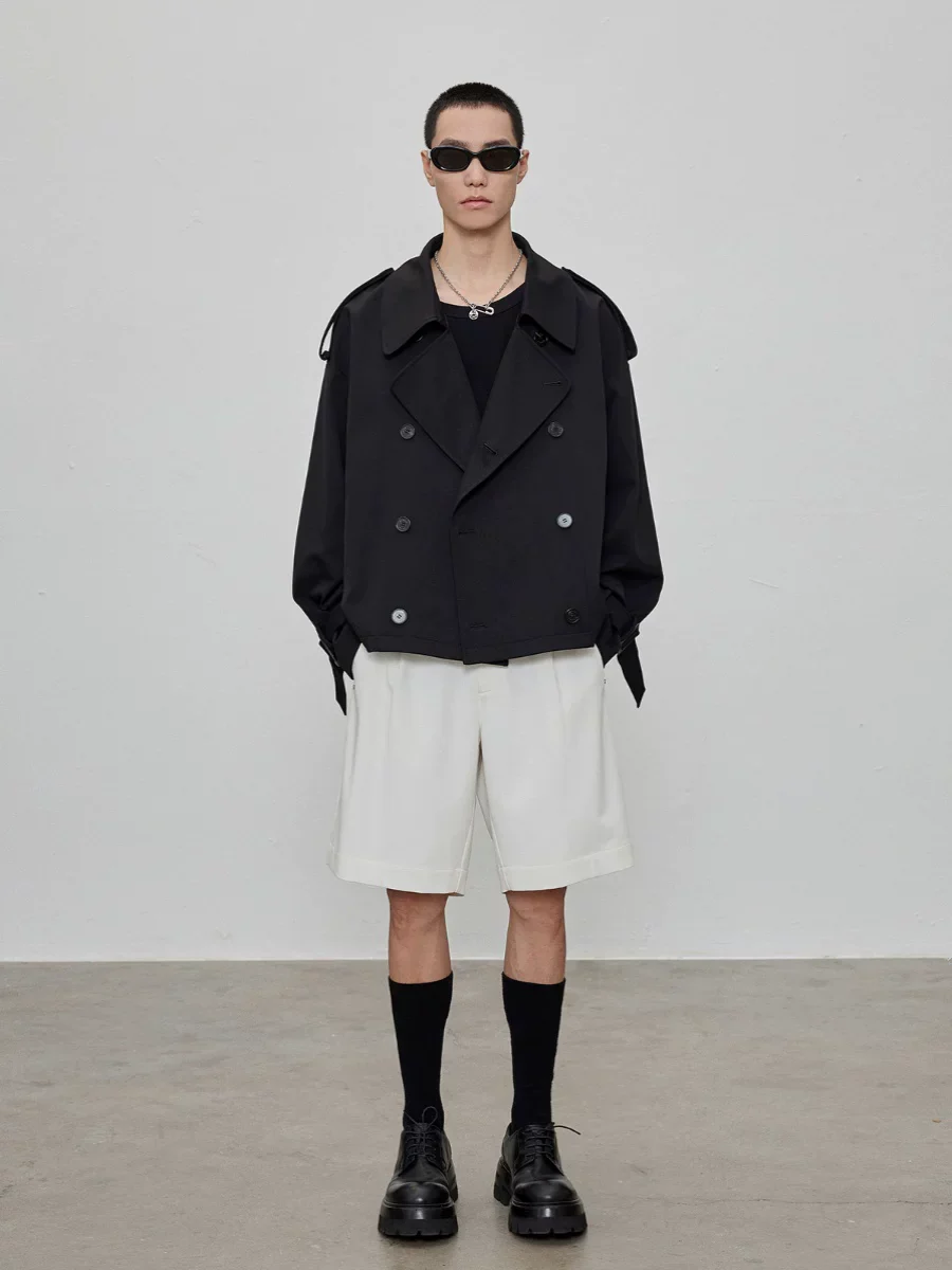 Dual-Length Double-Breasted Trench Coat - Image 4