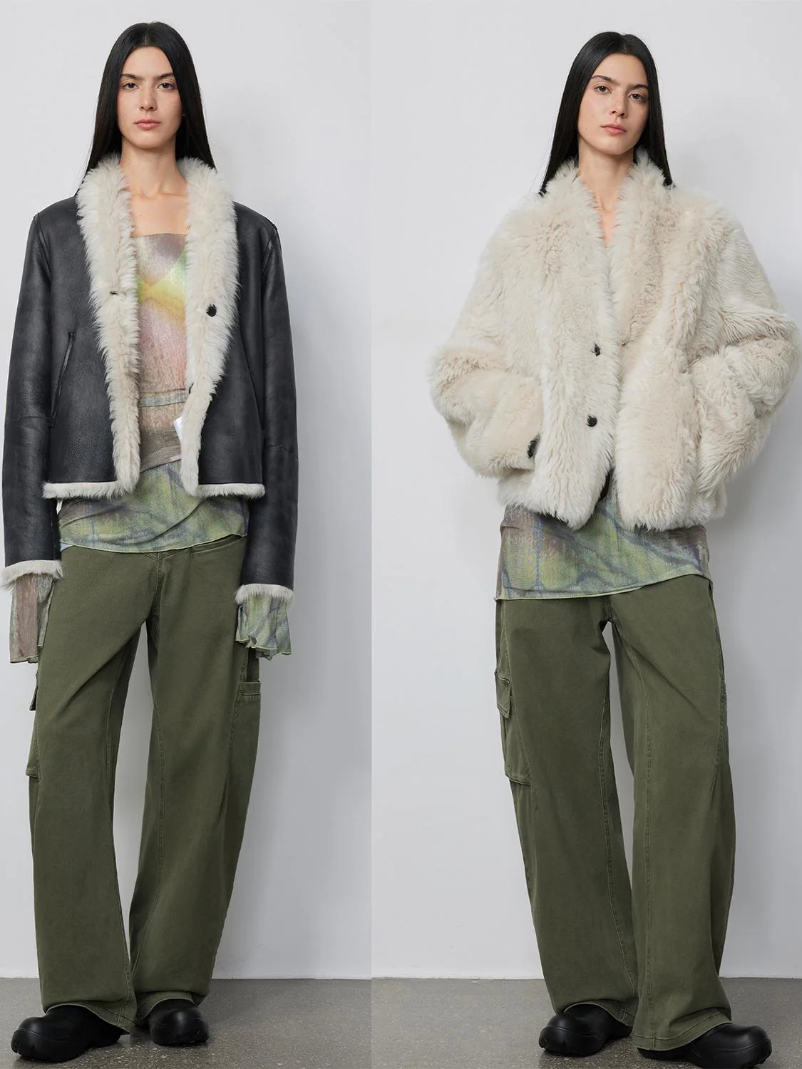 Dual-Sided Stand-Up Fur Coat