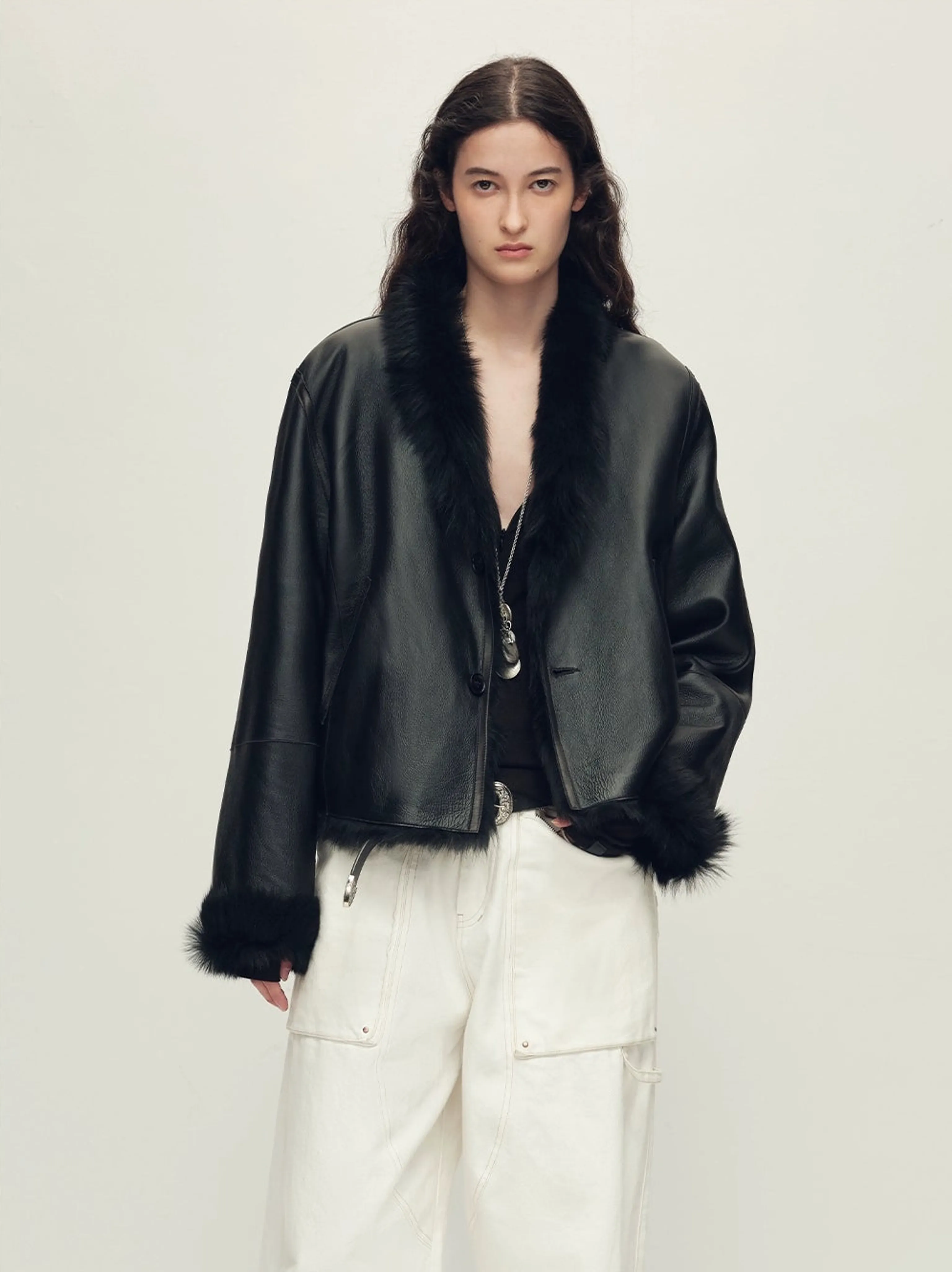 Dual-Sided Stand-Up Fur Coat - Image 14