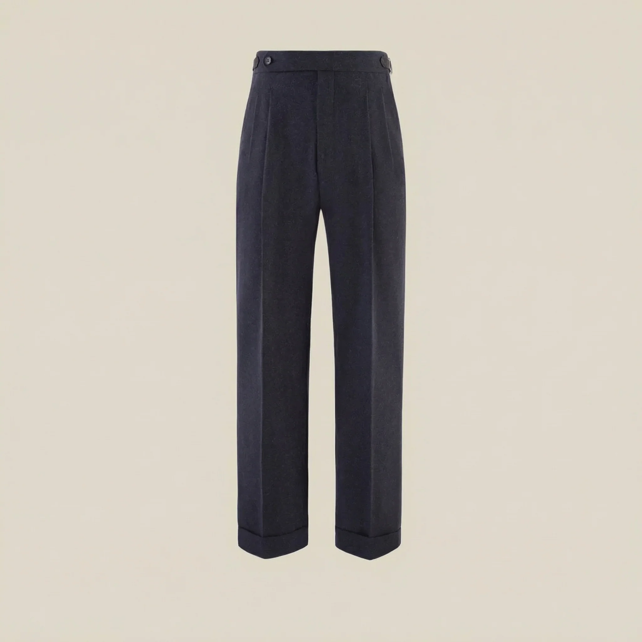 Earth Tone Linen-Blend Trousers - Image 9
