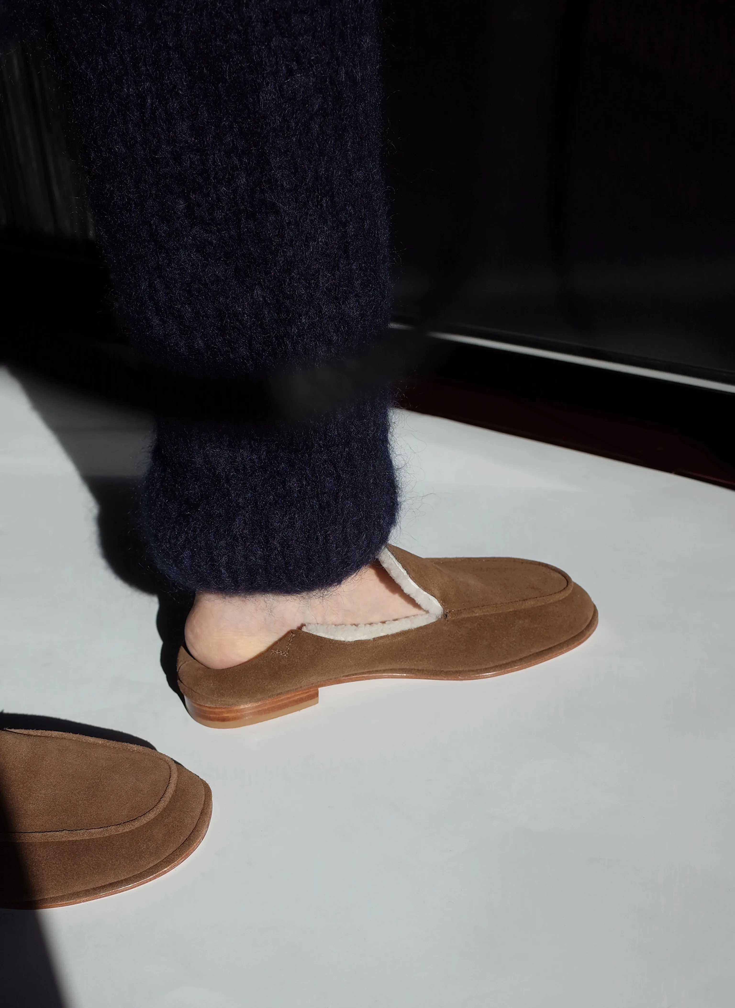 Ebony Shearling Moc Loafers - Image 7