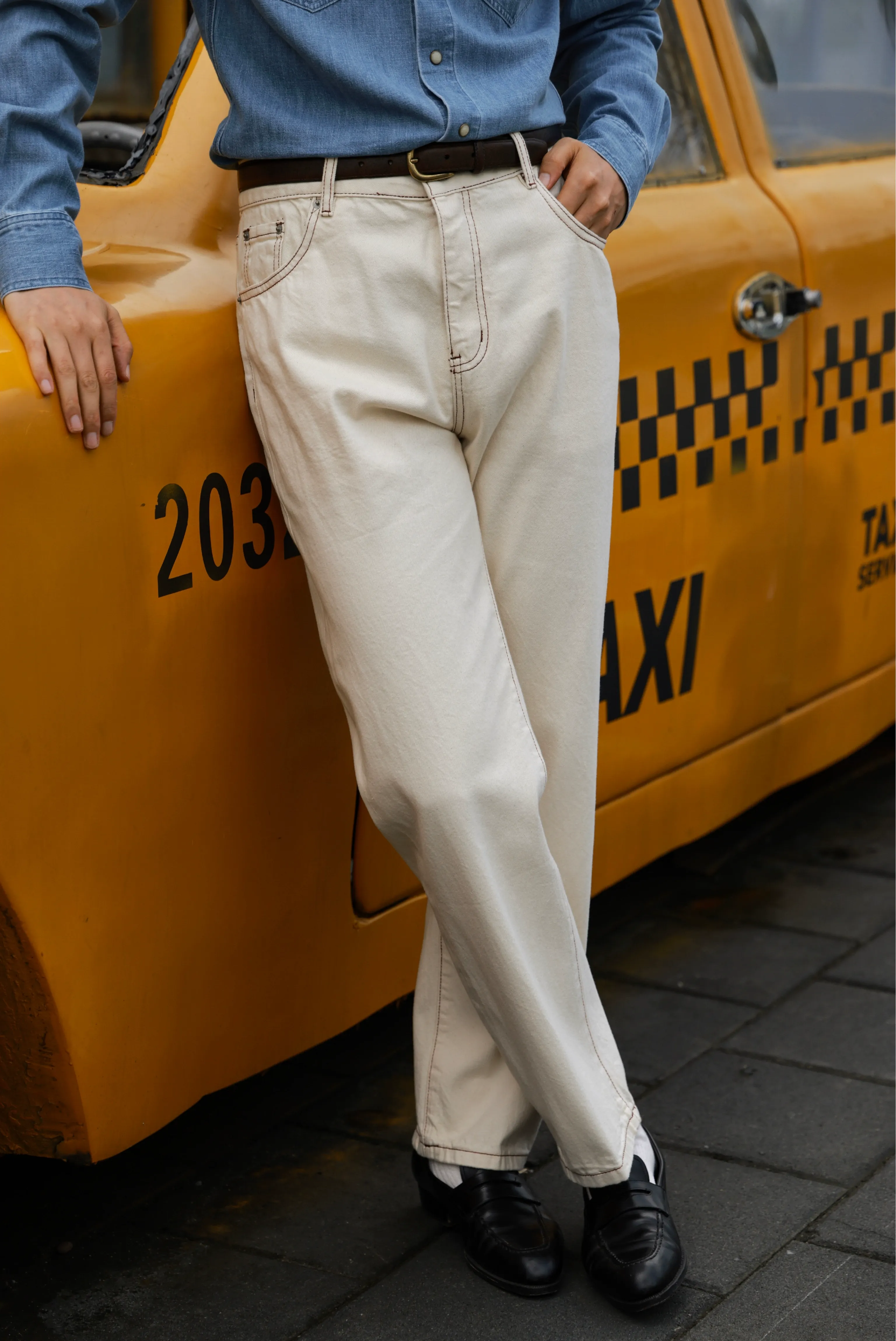 Ecru Japanese Selvedge Straight Jeans
