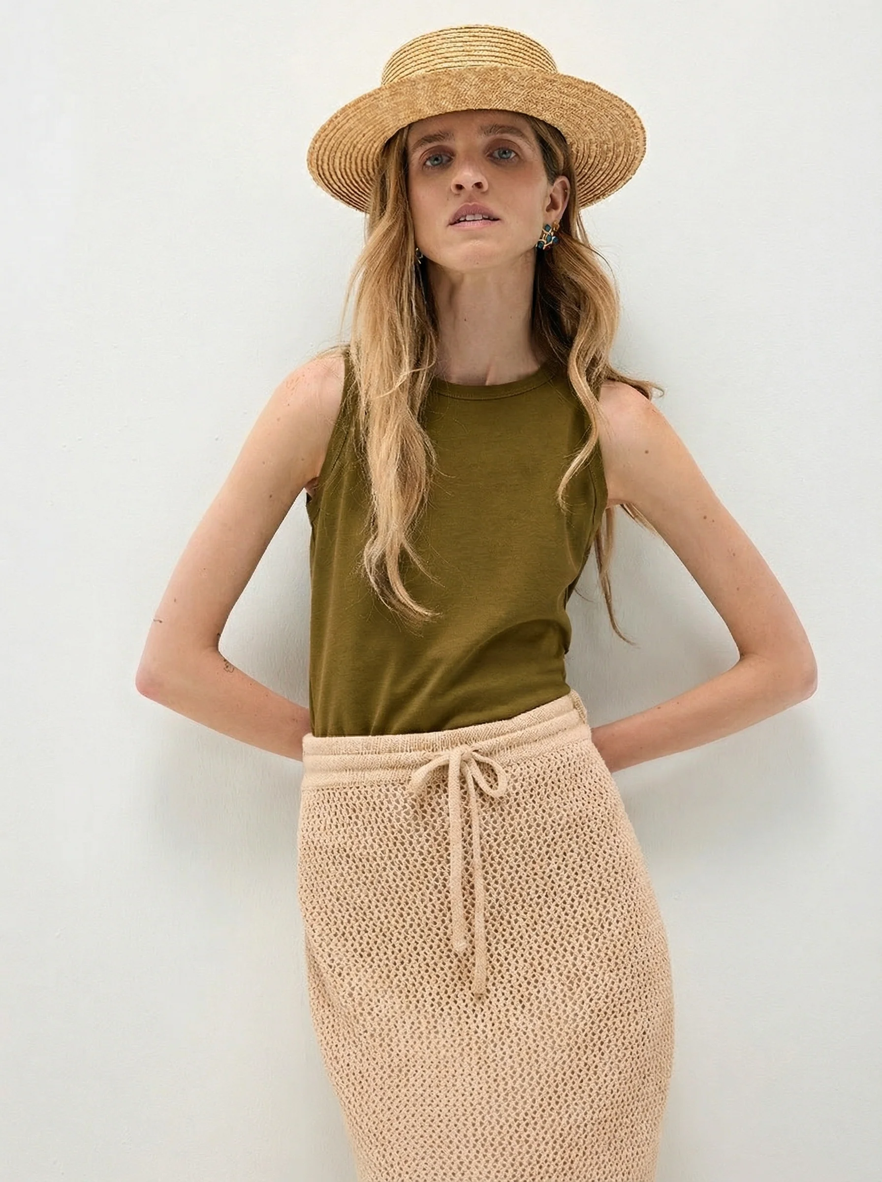 Eileen Open-Knit Drawstring Midi Skirt - Image 4