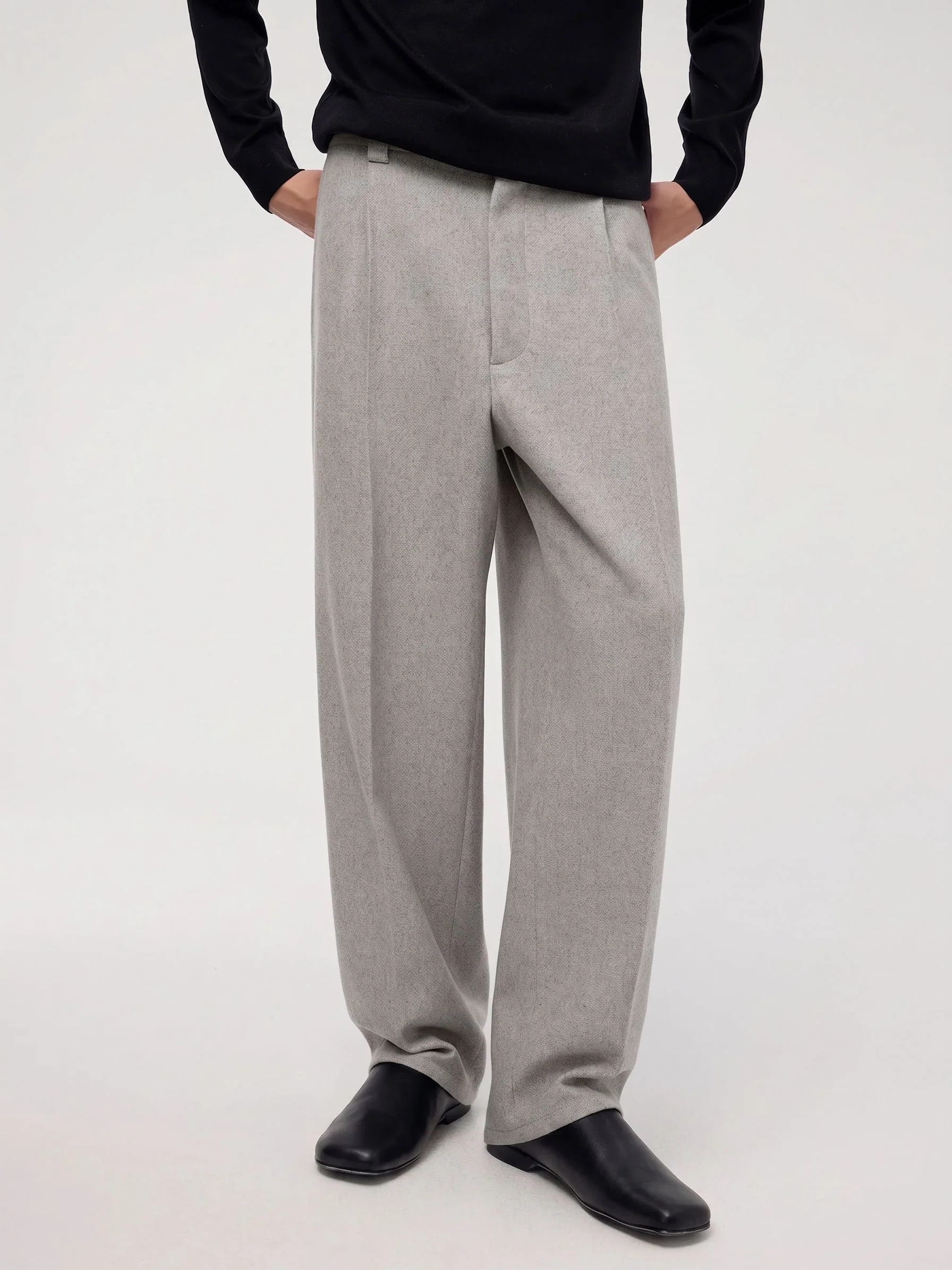 Elastic-Back Pleated Trousers