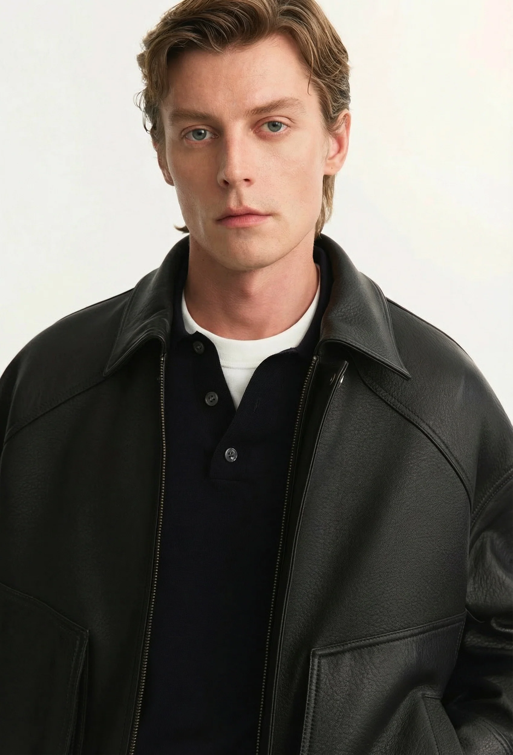 Elastic-Hem Leather Jacket - Image 2